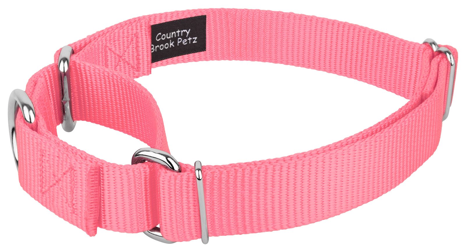 Country Brook Petz - Pink Martingale Heavy Duty Nylon Dog Collar - 21 Vibrant Color Options (3/8 Inch Width, Micro)