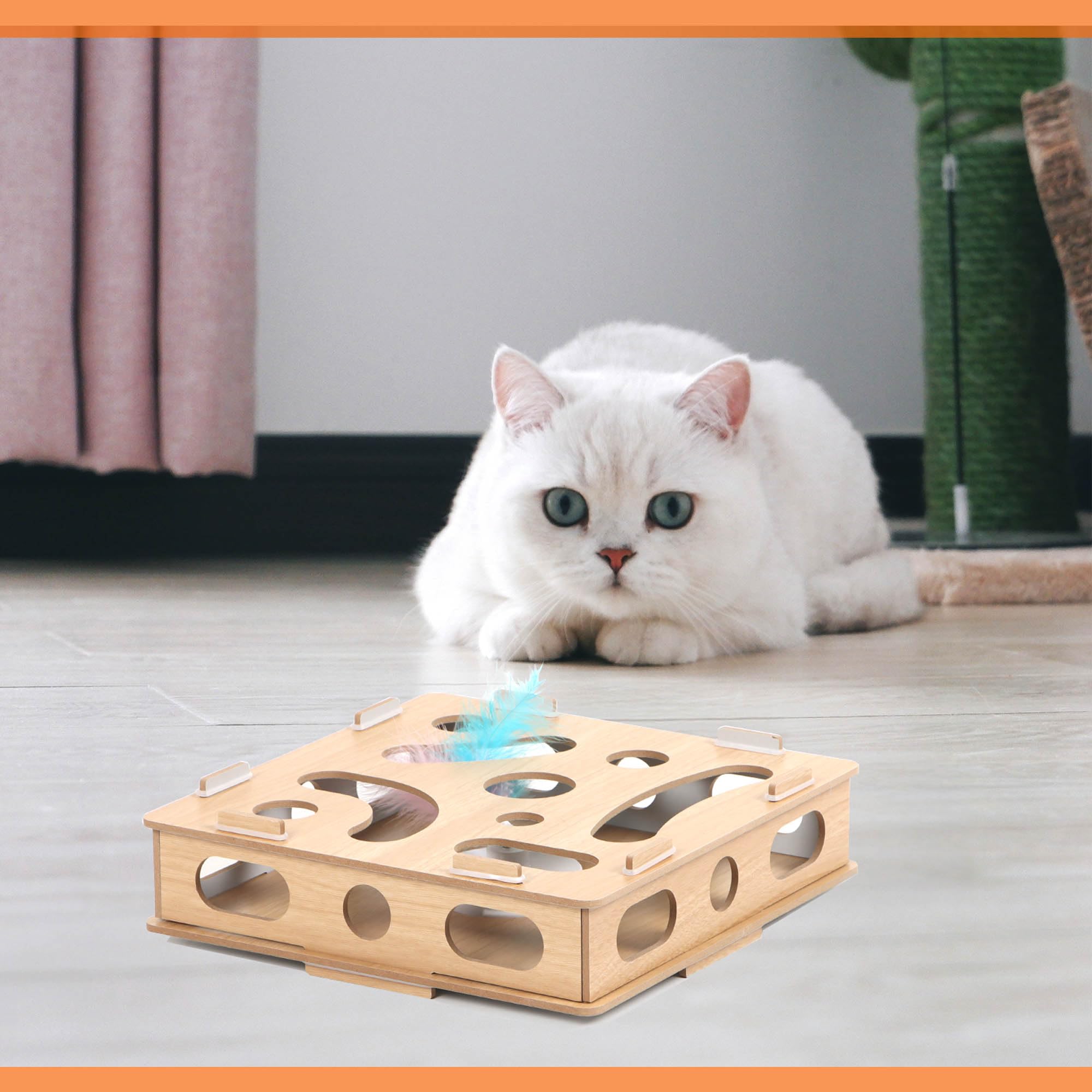 BIRTIMO Interactive Cat Puzzle Toy - Soft Felt Maze Game Ball for Cats & Kittens, Brown Color, Engaging Fun Activity
