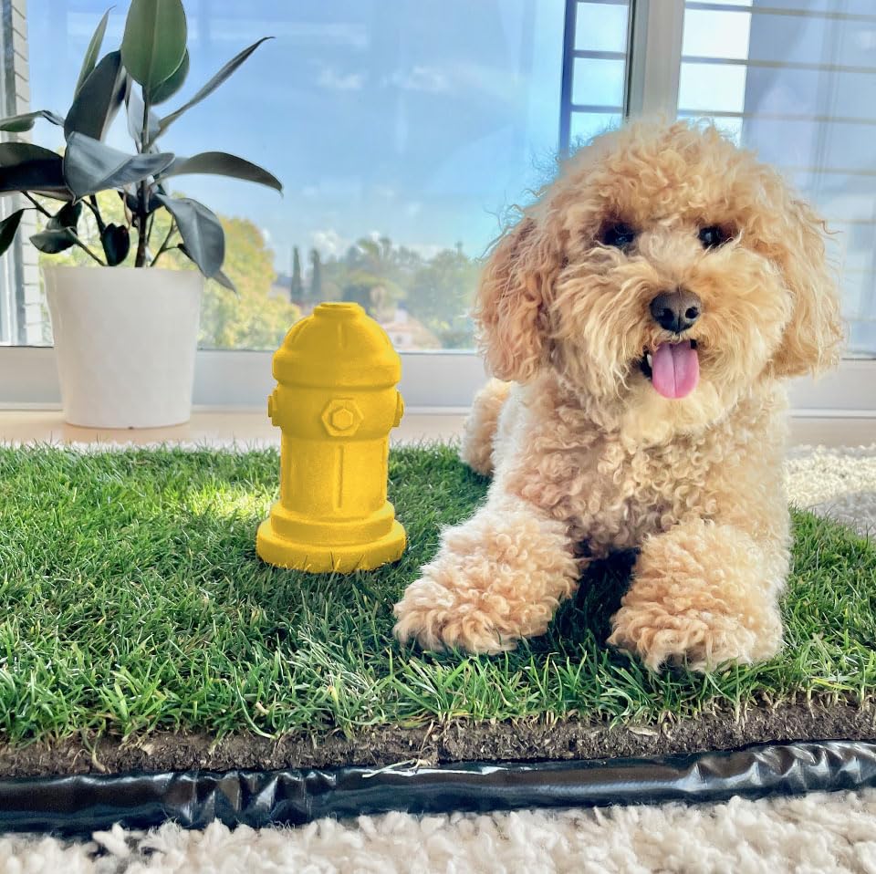 Bark Potty Small Dog Fire Hydrant - 4x7" Yellow Silicone Potty Training Aid for Breeds Under 10lbs