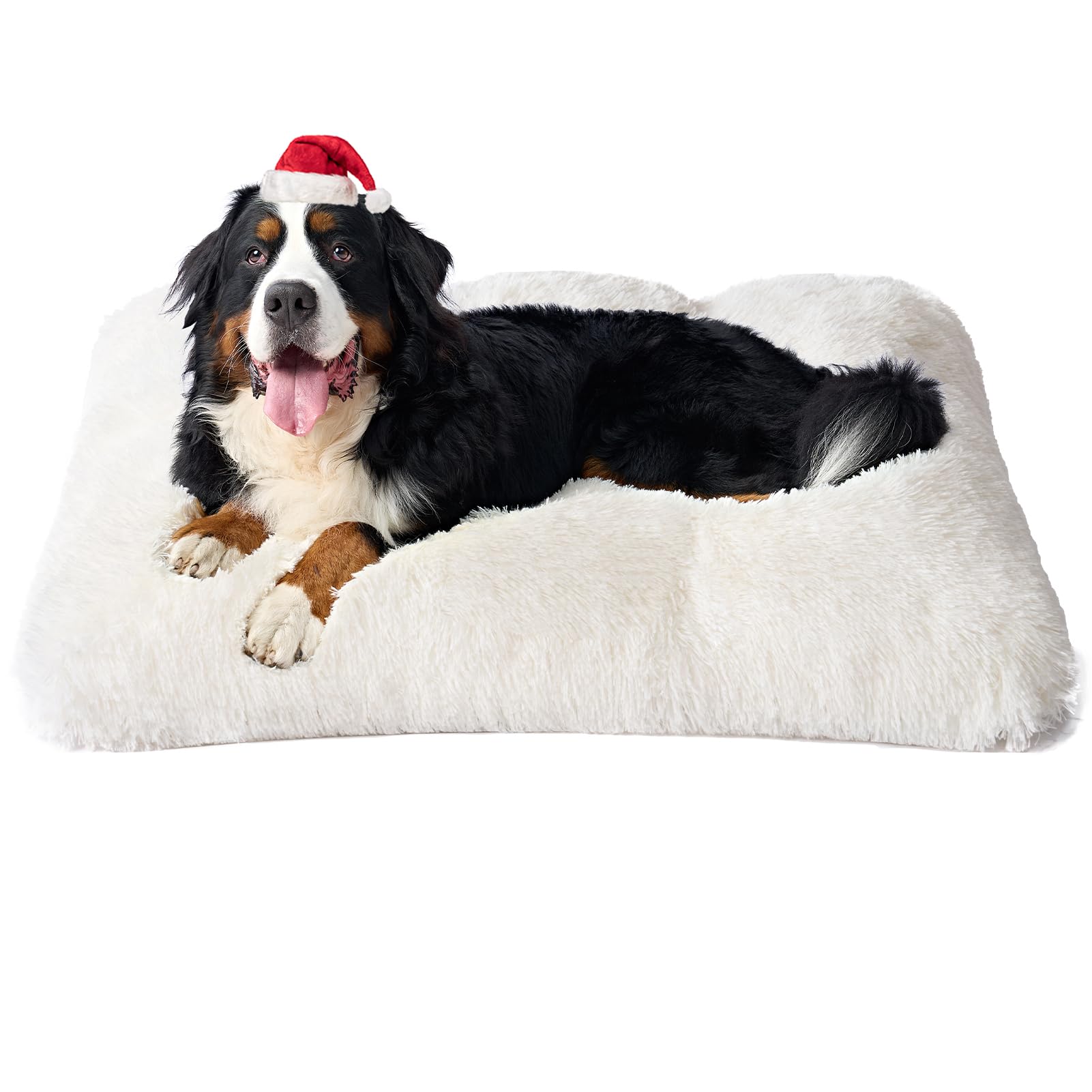 Eheyciga Fluffy Xxl Dog Crate Pad, Plush Faux Fur Dog Bed For Extra Large Dogs, Calming Anti Anxiety Xxl Dog Bed For Crate, Washable Soft Warm Dog Crate Mat With Non-Slip Bottom, Pink