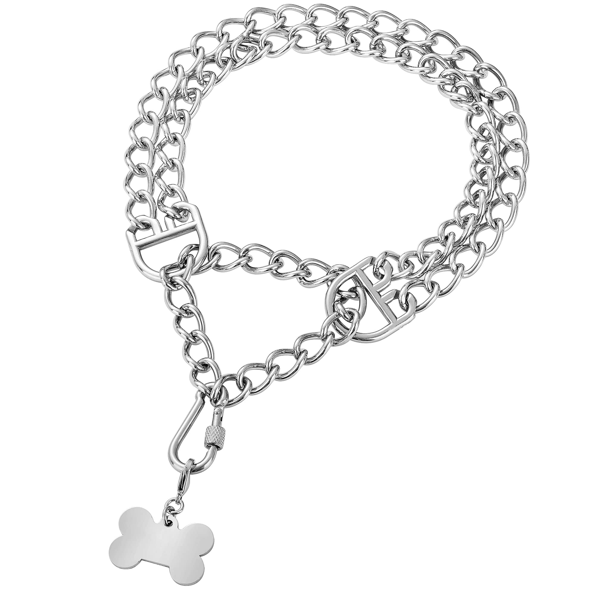 W/W Lifetime Dog Chain Collar Walking Metal Chain Collar With Design Secure Buckle, Cuban Link 24Mm Strong Heavy Duty Chew Proof