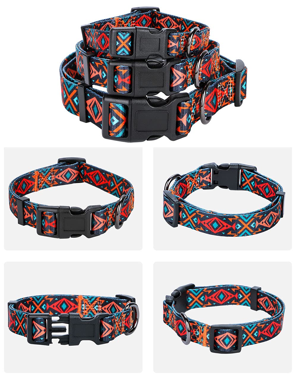 Rhea Rose Tribal Dog Collar Aztec Pattern Adjustable Collars Large