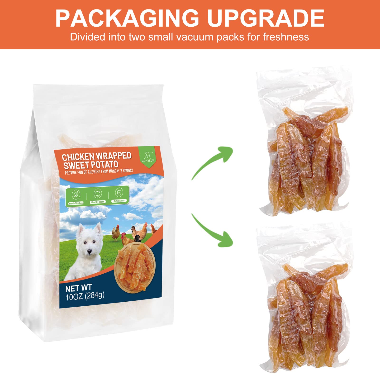 MON2SUN Dog Treats Rawhide Free Chicken Wrapped Sweet Potato Snacks, Gluten & Grain Free, Treats for Puppy and Small Dogs, (Chic