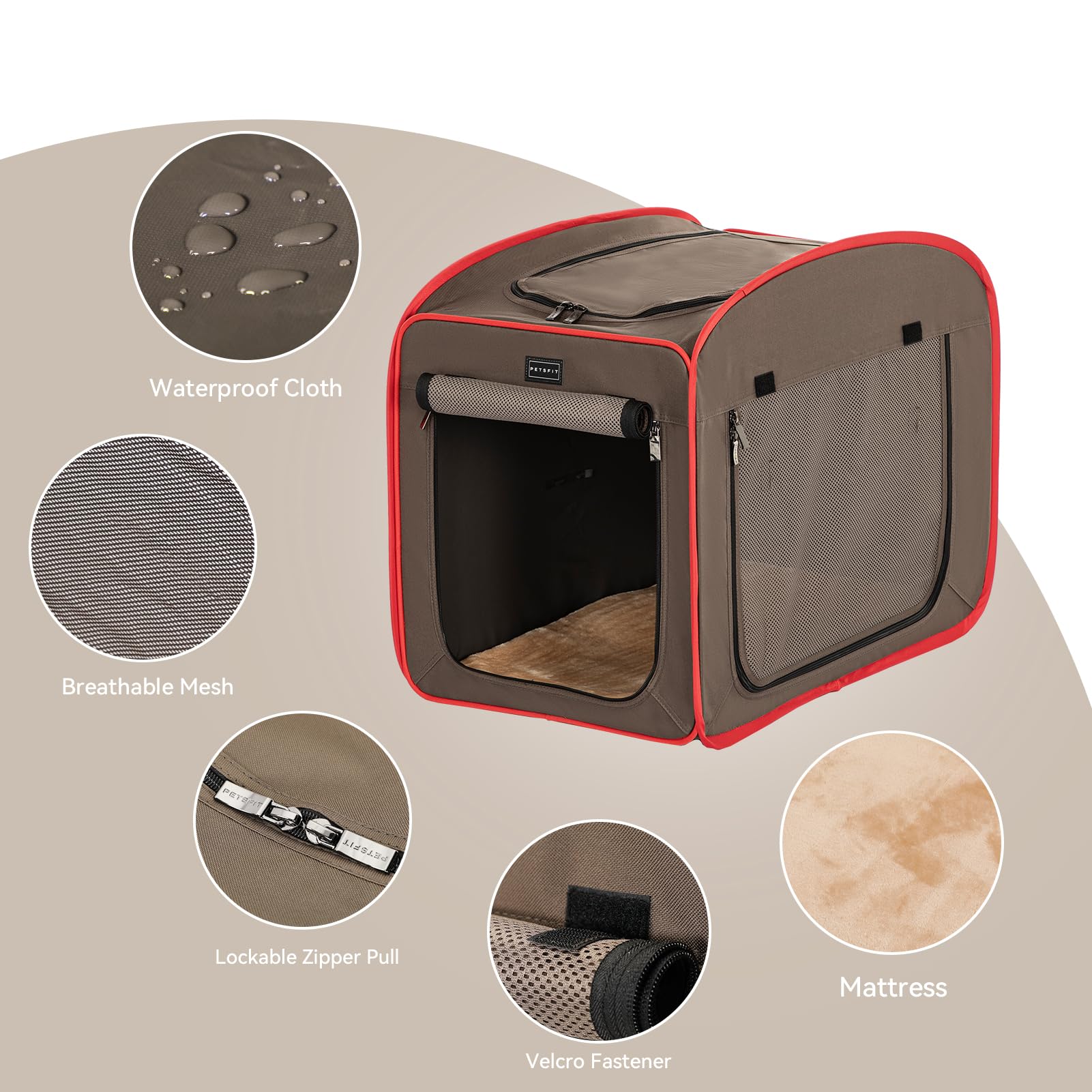 Petsfit Portable Dog Crates For Medium Dogs, Travel Dog Crate With Soft Cushion And Carrying Case, For Indoor Outdoor