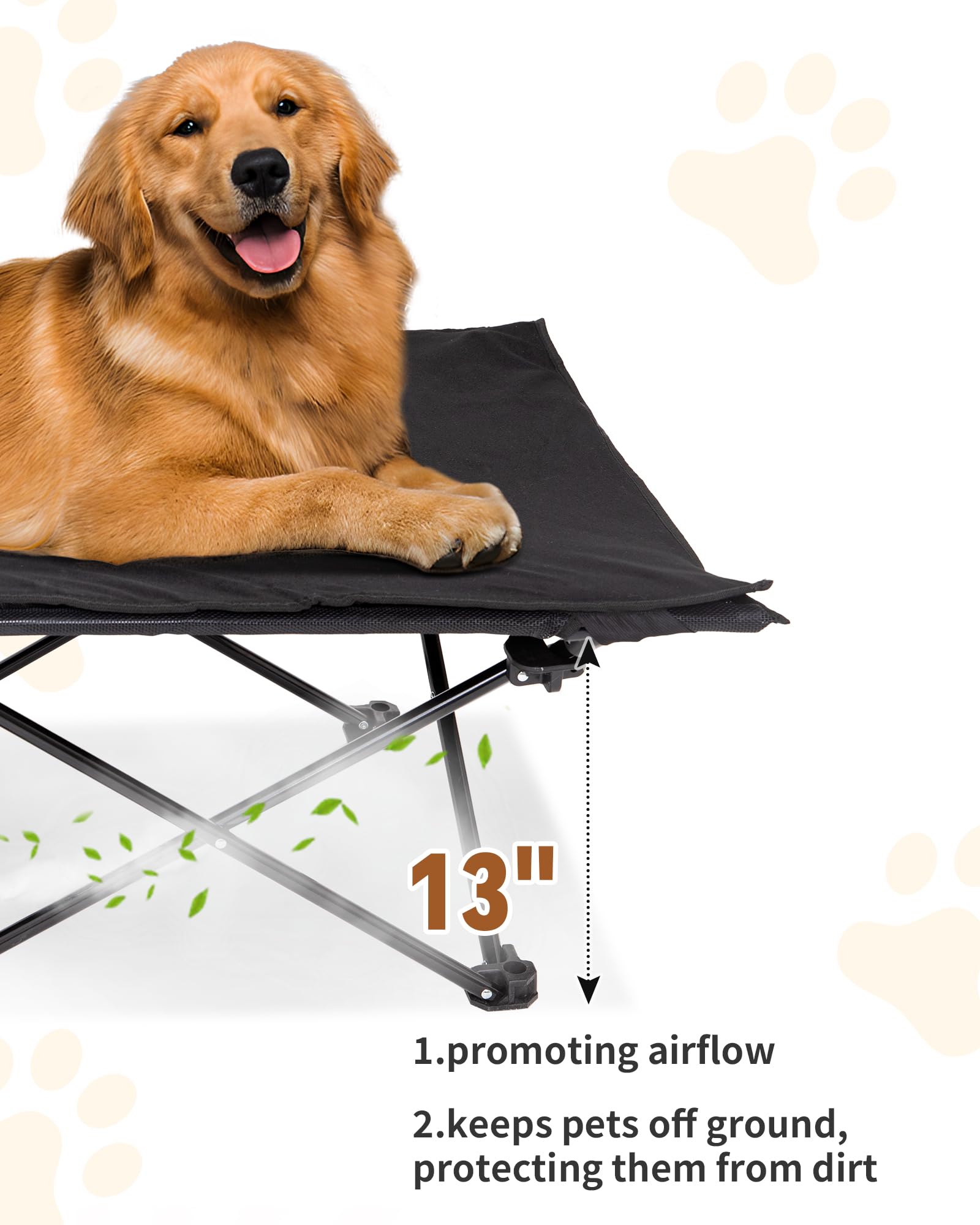 Kingcamp Elevated Dog Bed For Large Dogs, Outdoor Raised Cooling Pet Cot Bed With Washable Breathable Mesh & No-Slip Feet Perfec