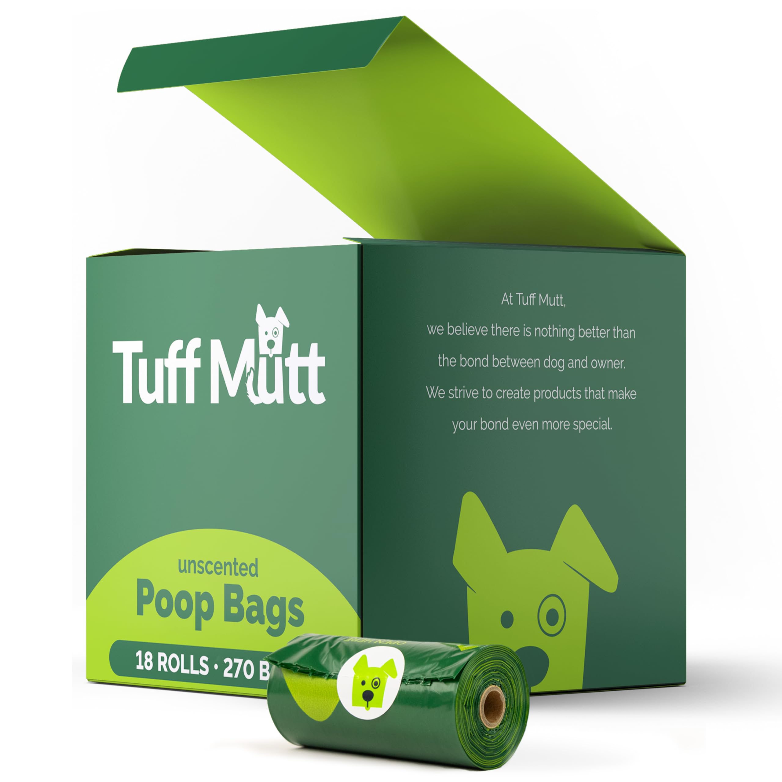 Tuff Mutt Dog Poop Bags - Dispenser-Friendly, Leak-Proof Waste Bags For Dogs, Pack Contains 18 Rolls With 15 Bags Each