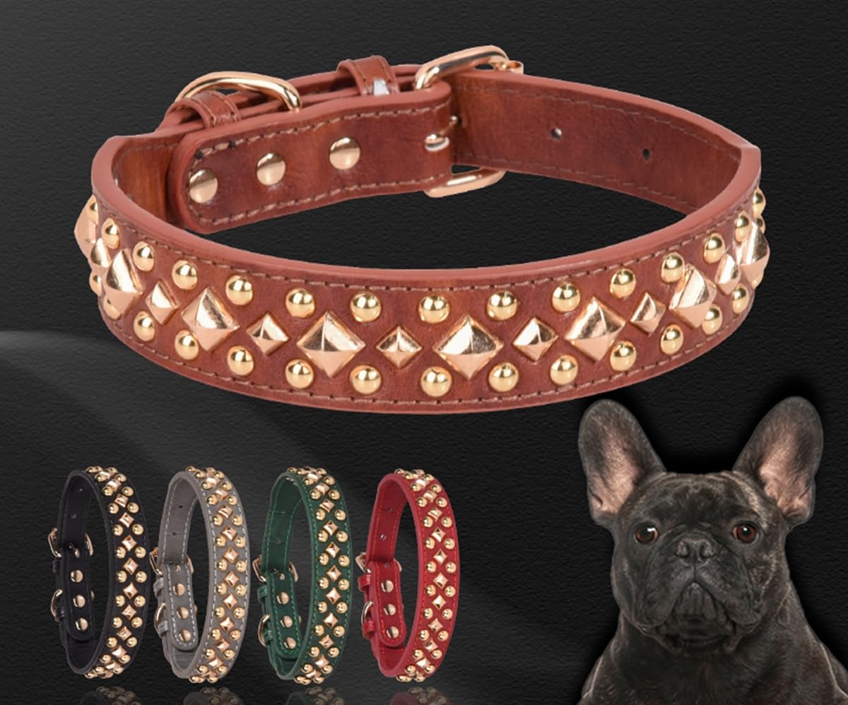 Serijoars Spiked Dog Collar Soft Pu Leather Mushrooms Rivet Spike Studded Dog Collar Adjustable Puppy Collars (M, Black3)