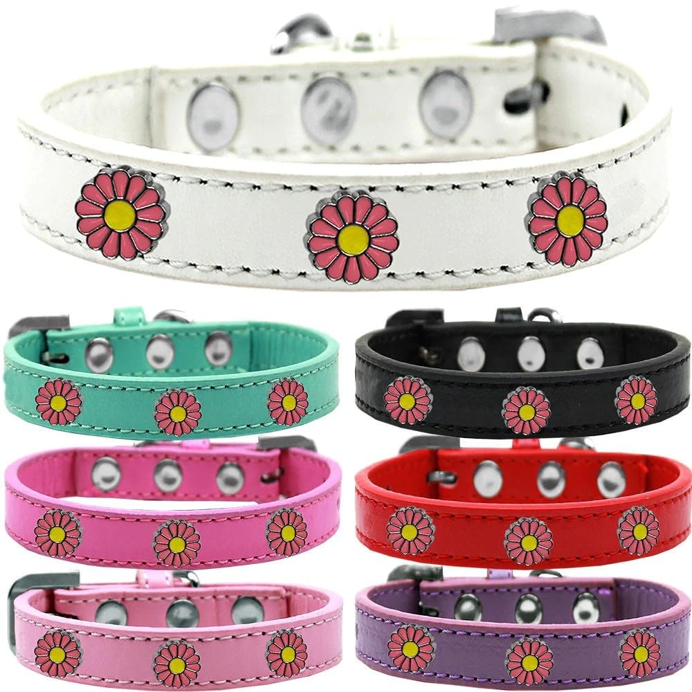 Dog, Puppy and Pet Widget Fashion Collar, Pink Daisies Lavender 20