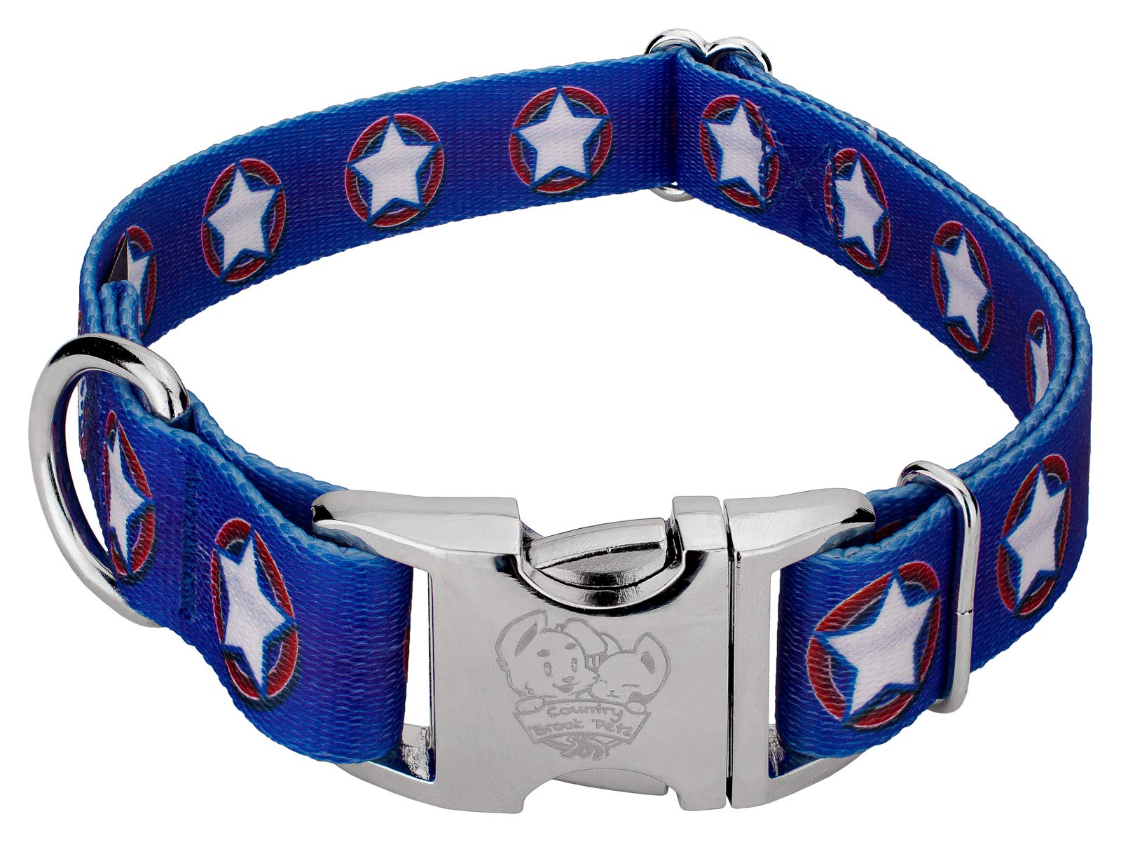 Country Brook Petz - Premium American Stars Dog Collar - Americana Collection Featuring Patriotic Designs (5/8 Inch, Small)