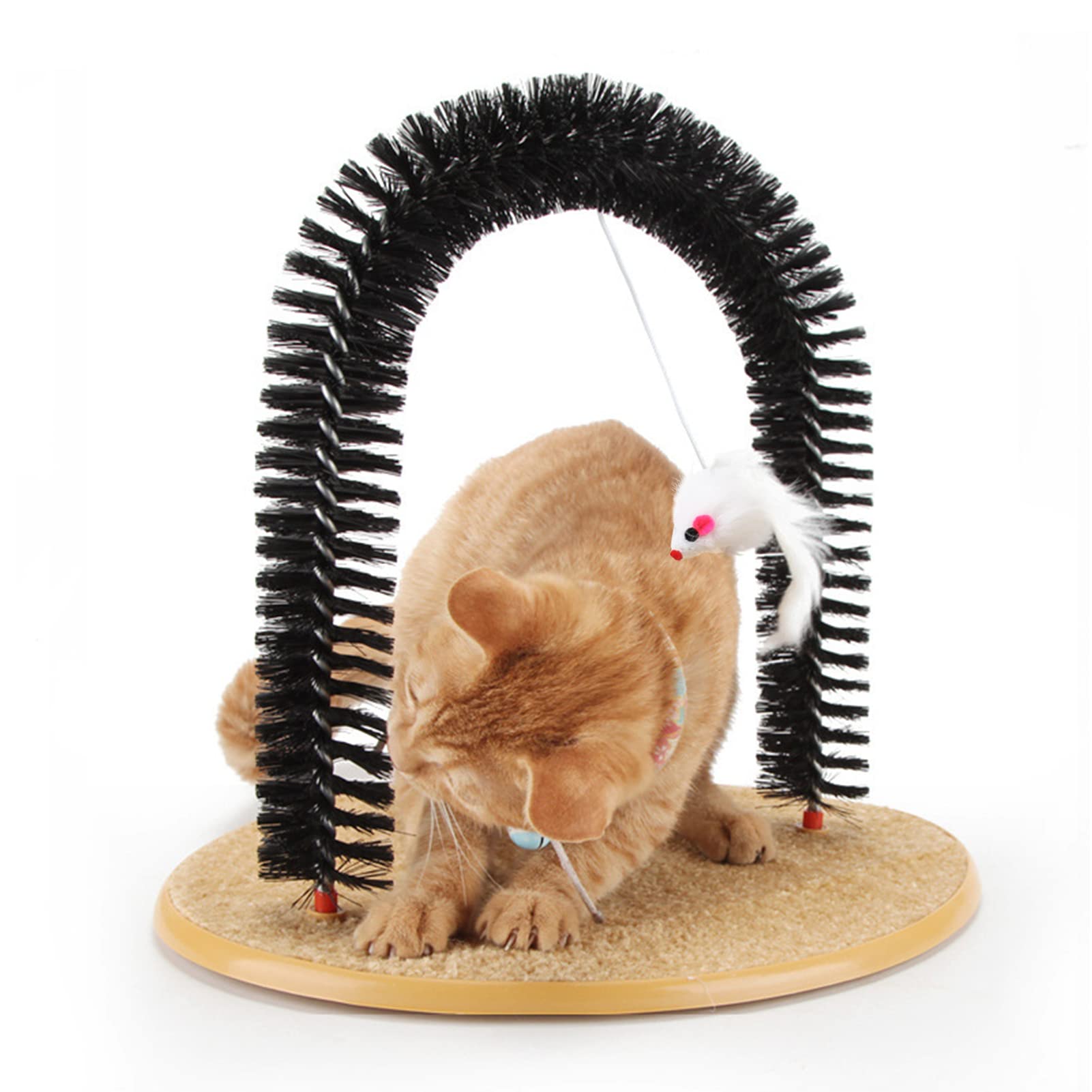 Cat Scratcher, Cat Brushes For Indoor Cats, Cat Arch Self Groomer Scratching Board Scratch Pad, Cat Hair Brush For Shedding, Cat Face Head Self Grooming Brush Post For Deshedding W/Cute Kitten Toy
