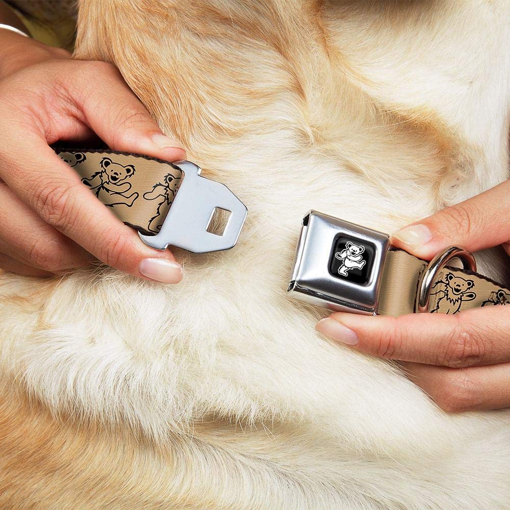 Buckle-Down Seatbelt Buckle Dog Collar - Dancing Bears Tan/Black - 1' Wide - Fits 15-26' Neck - Large