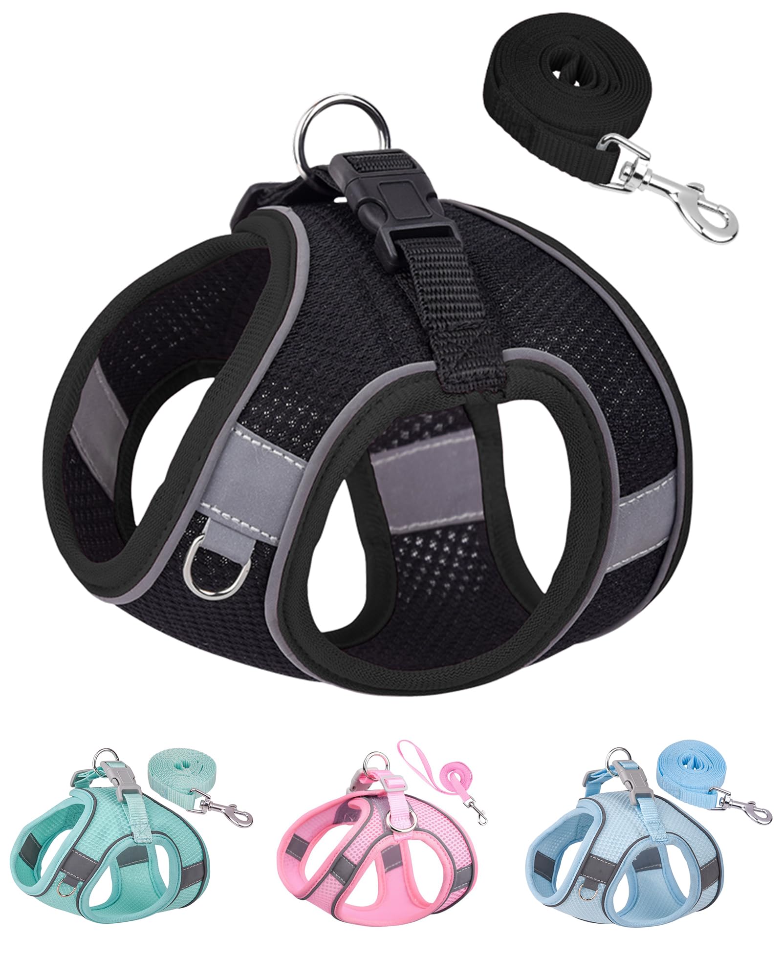 Solmoony Dog Harness - No Pull, Mesh For Small Medium Dogs - Step In, Puppy Set (Black, S)