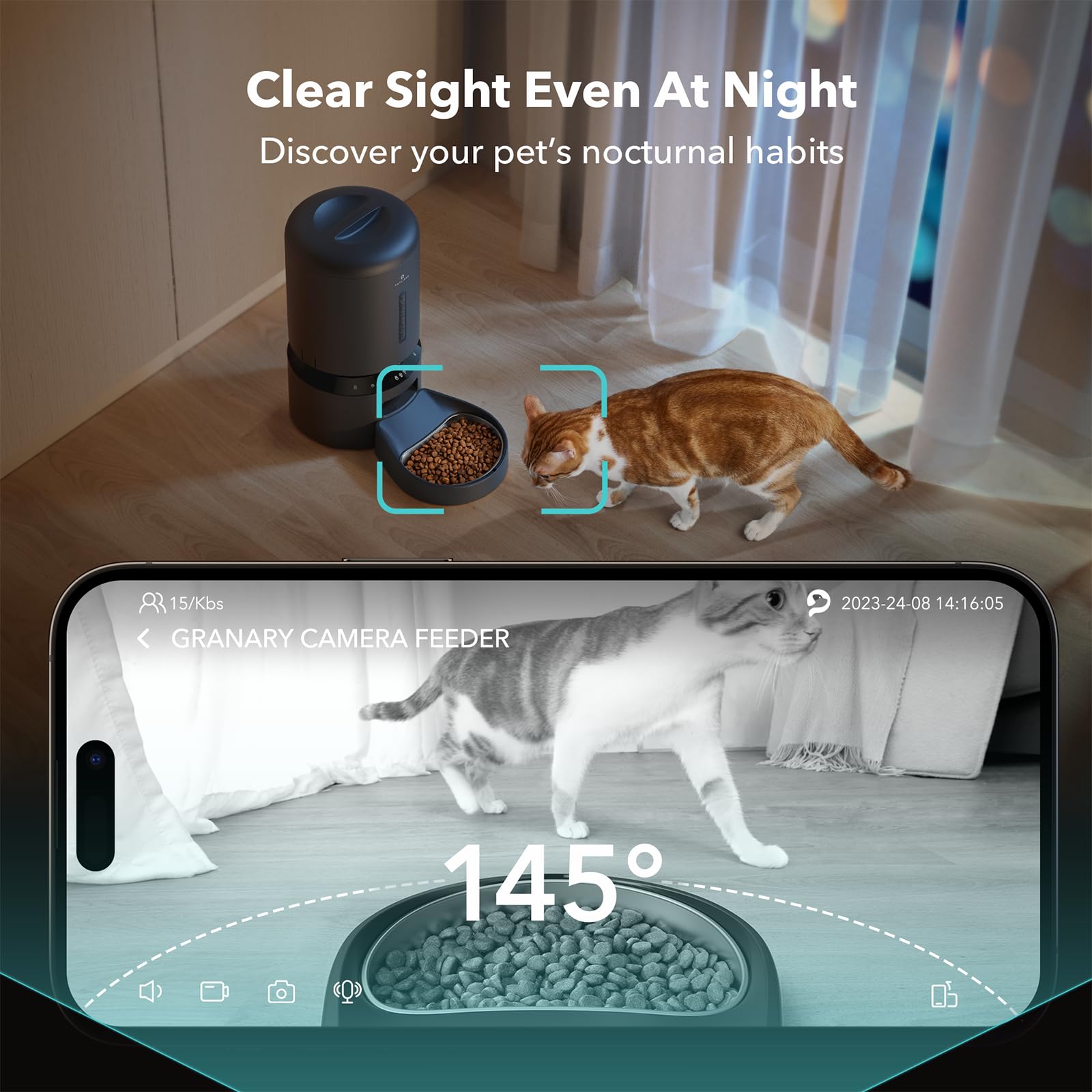 PETLIBRO Automatic Cat Feeder with Camera, 1080P HD Video with Night Vision, 5G WiFi Pet Feeder with 2-Way Audio, Low Food & Blo