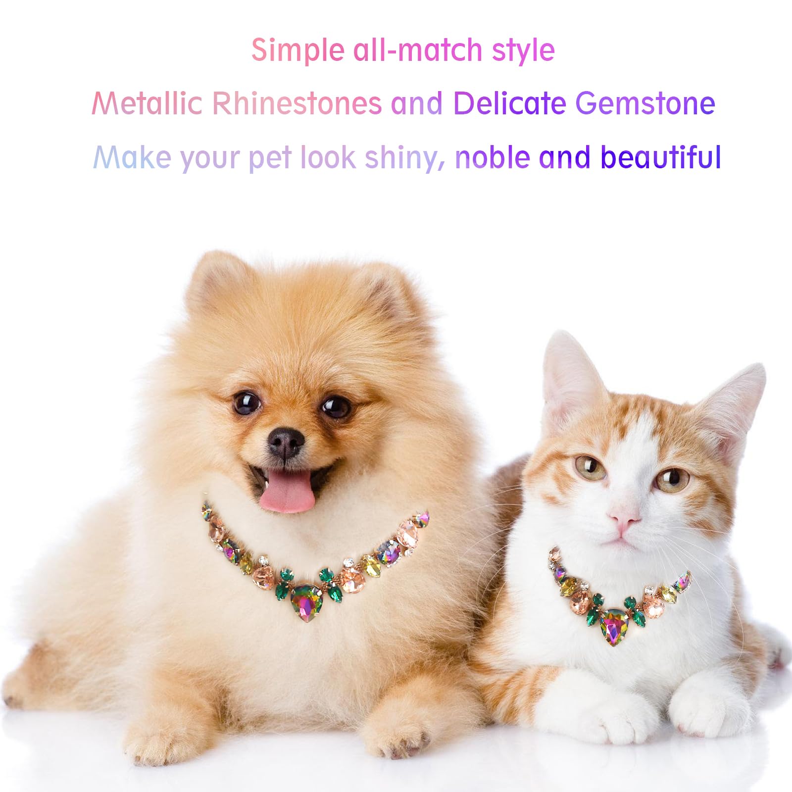 Howwfaly Dog Collar And Cat Collar Gold Chain Necklace Stainless Steel Adjustable Yellow Diamonds Collar With Cute Pet Paw For S