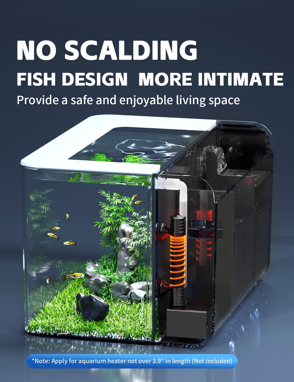 2.5 Gallon Fish Tank Small Aquarium Starter Kit With Hidden Filtration, 3 Color Light, Self Cleaning Nano Tank For Betta, Shrimp
