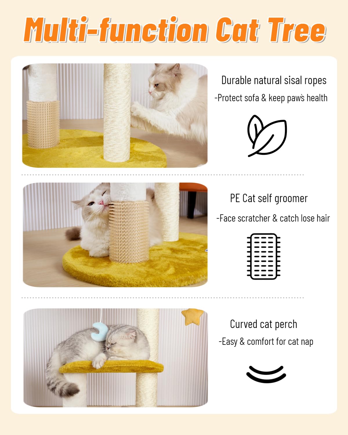 Happi N Pets Cloud Cat Tree, 31.5In Cat Tower For Indoor Cats, Multi-Level Cat Tree Tower With Scratching Posts & Viewing Perch,