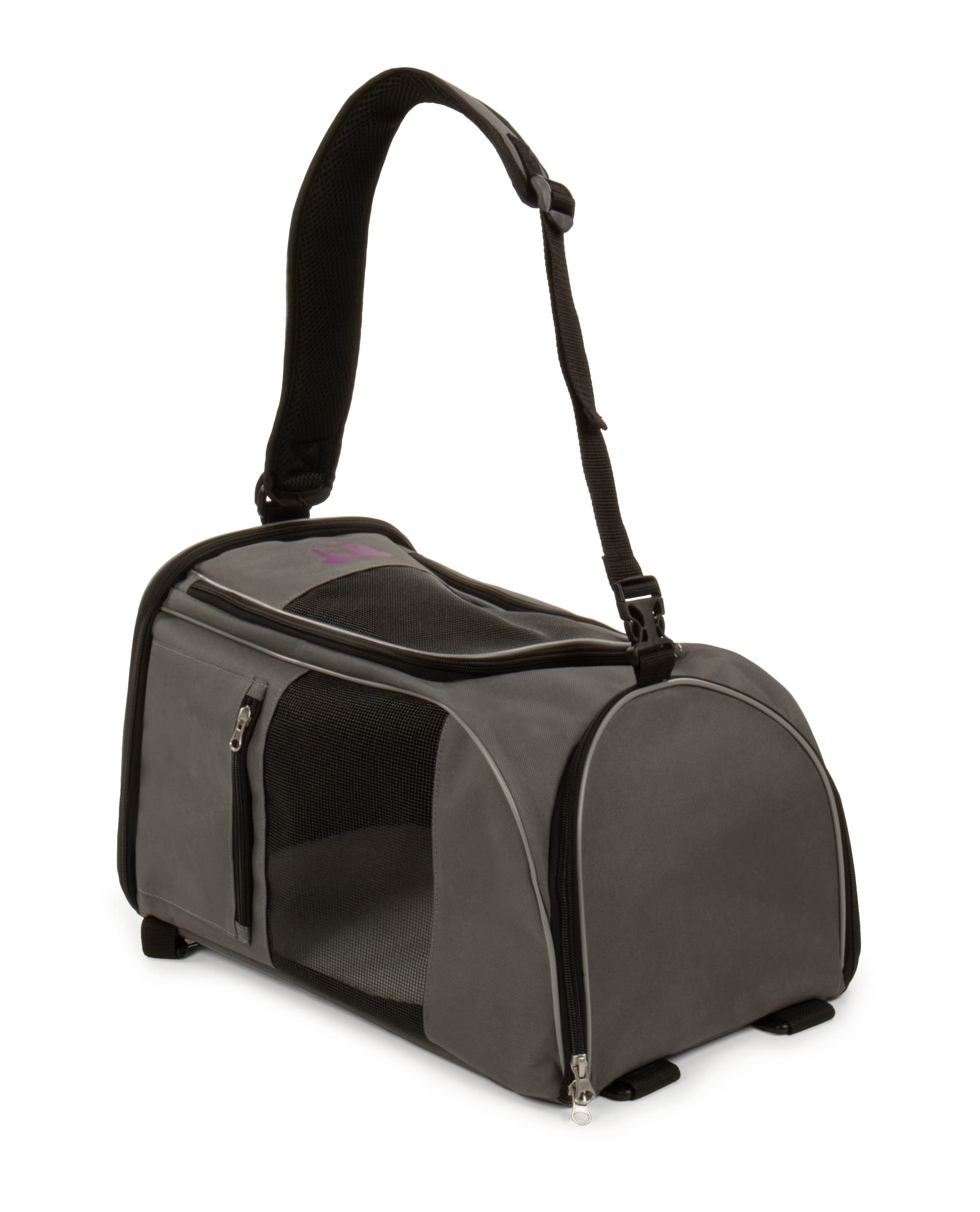TrustyPup 2-in-1 Pet Backpack Travel Carrier, Airline Approved & Guaranteed On Board - Gray, Medium