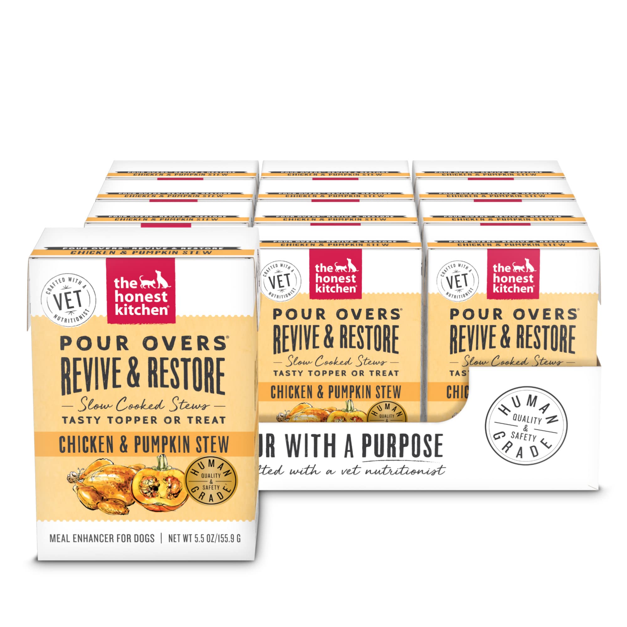 The Honest Kitchen Functional Pour Overs: Revive & Restore - Chicken & Pumpkin Stew Dog Food Topper, 5.5 oz x12