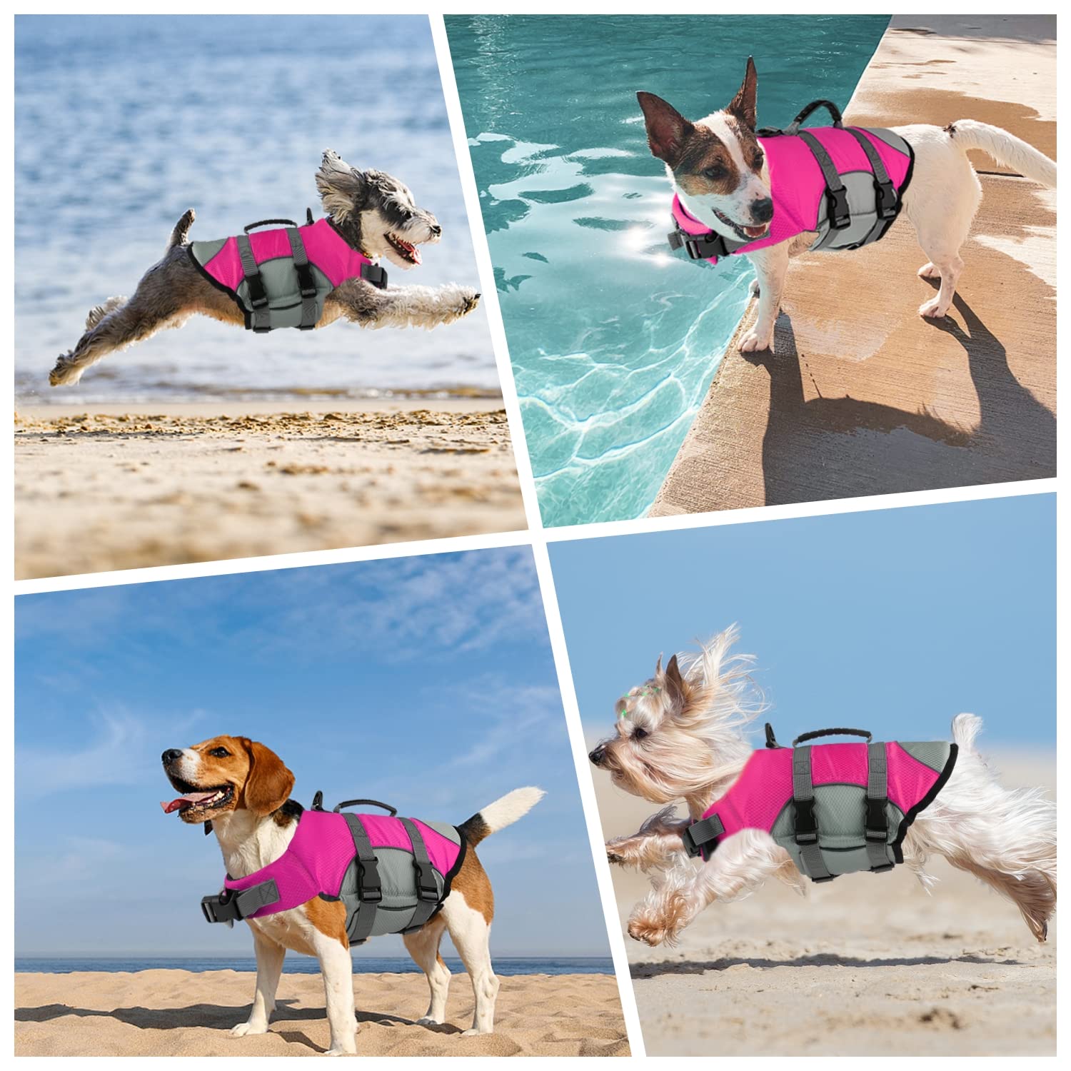 Mklhgty Dog Life Jacket, Reflective & Adjustable Dog Life Vest With Rescue Handle For Swimming And Boating, Ripstop Pet Safety L