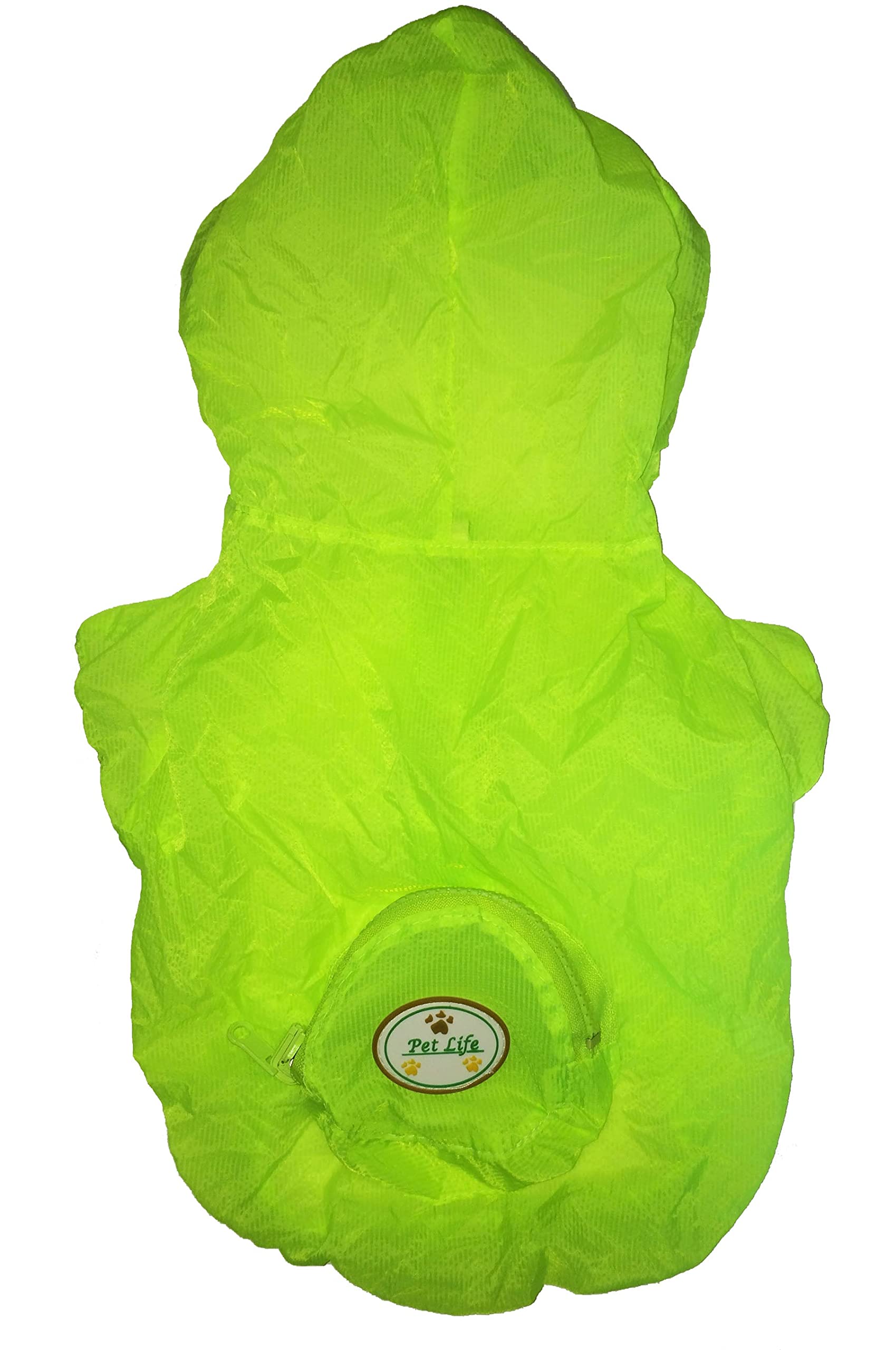 Pet Life  Thunder Paw Waterproof Dog Raincoat Poncho - Zippered Folding Travel Pet Raincoat Dog Jacket - Reflective and Adjust
