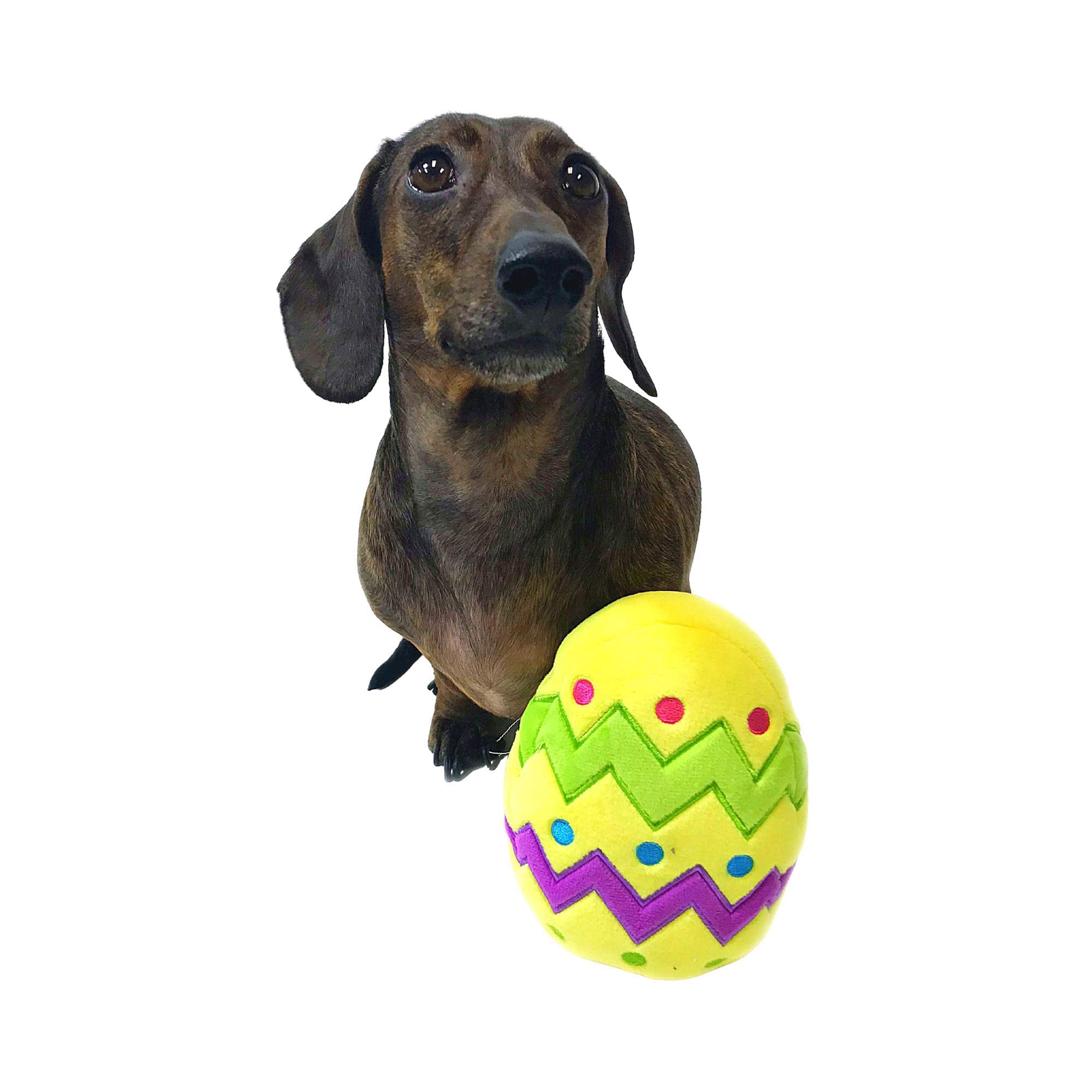 Midlee Plush Easter Egg Dog Toy With Squeaker (Yellow)-Large