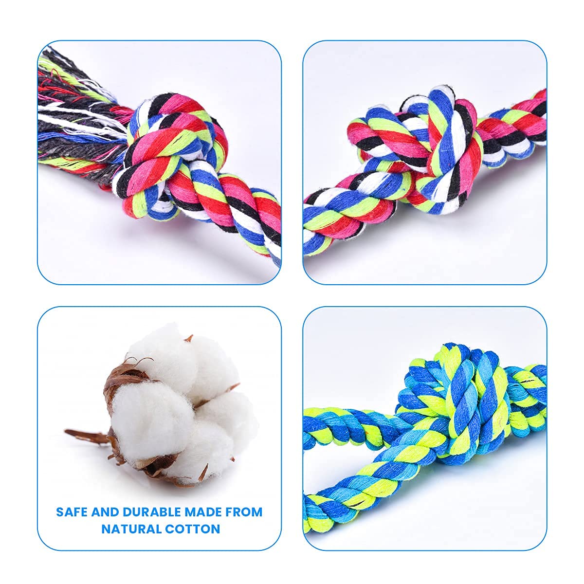 Feeko Dog Rope Toys For Large And Medium Aggressive Chewers, 2 Pack Heavy Duty Dog Rope Toy For Large Breed, Indestructible Dog Chew Toys, Tug Of War Dog Toy, 100% Cotton Teeth Cleaning