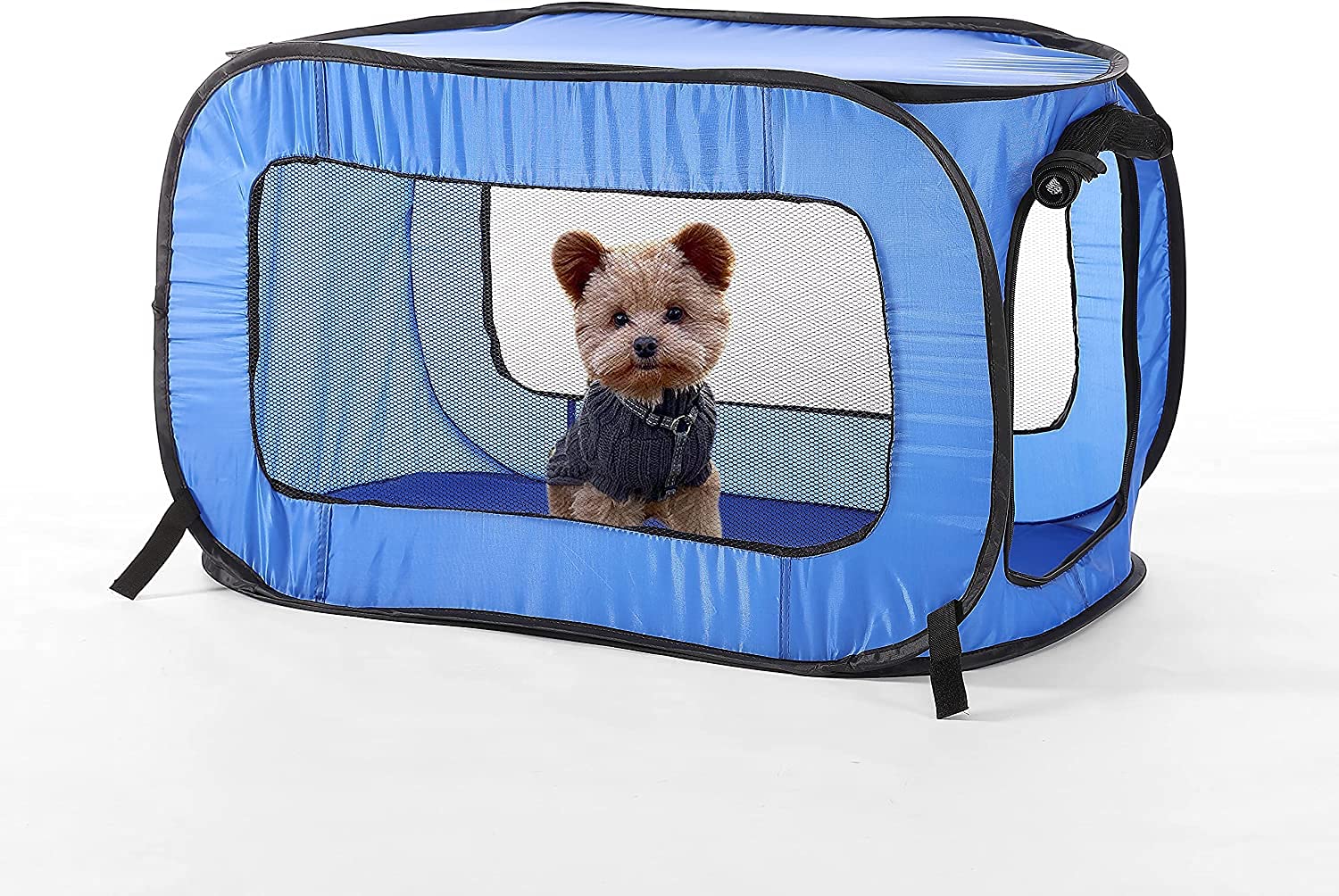 Beatrice Home Fashions Portable, Collapsible, Pop Up Travel Pet, Cat And Dog Kennel, 24' L X 16.6' W X 16' H, Blue