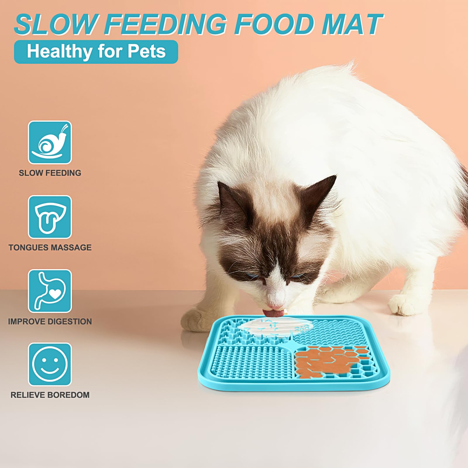2PCS Licking Mat for Dogs with Suction Cups, Premium Lick Pad for Anxiety Relief, Slow Feeder Dog Bowls, Perfect for Bathing, Gr