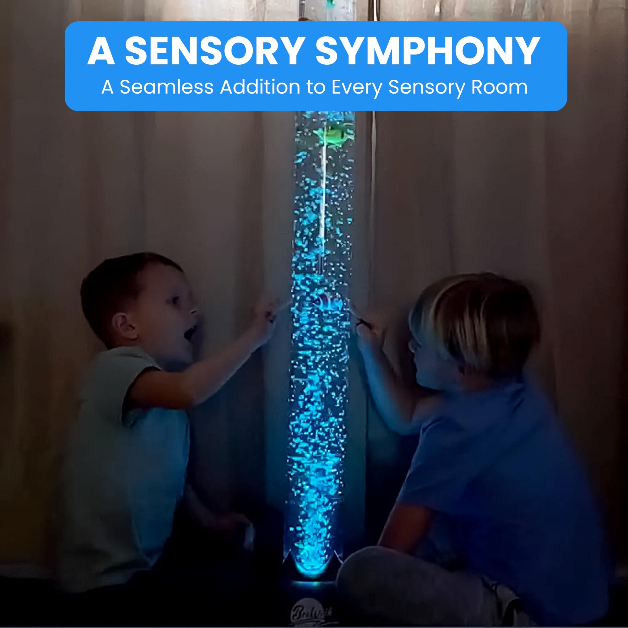 Brewish 4FT Sensory LED Water Bubble Fish Tube Floor Lamp with 16 Color Changing Light Effects - Fake Aquarium Tank Night Light