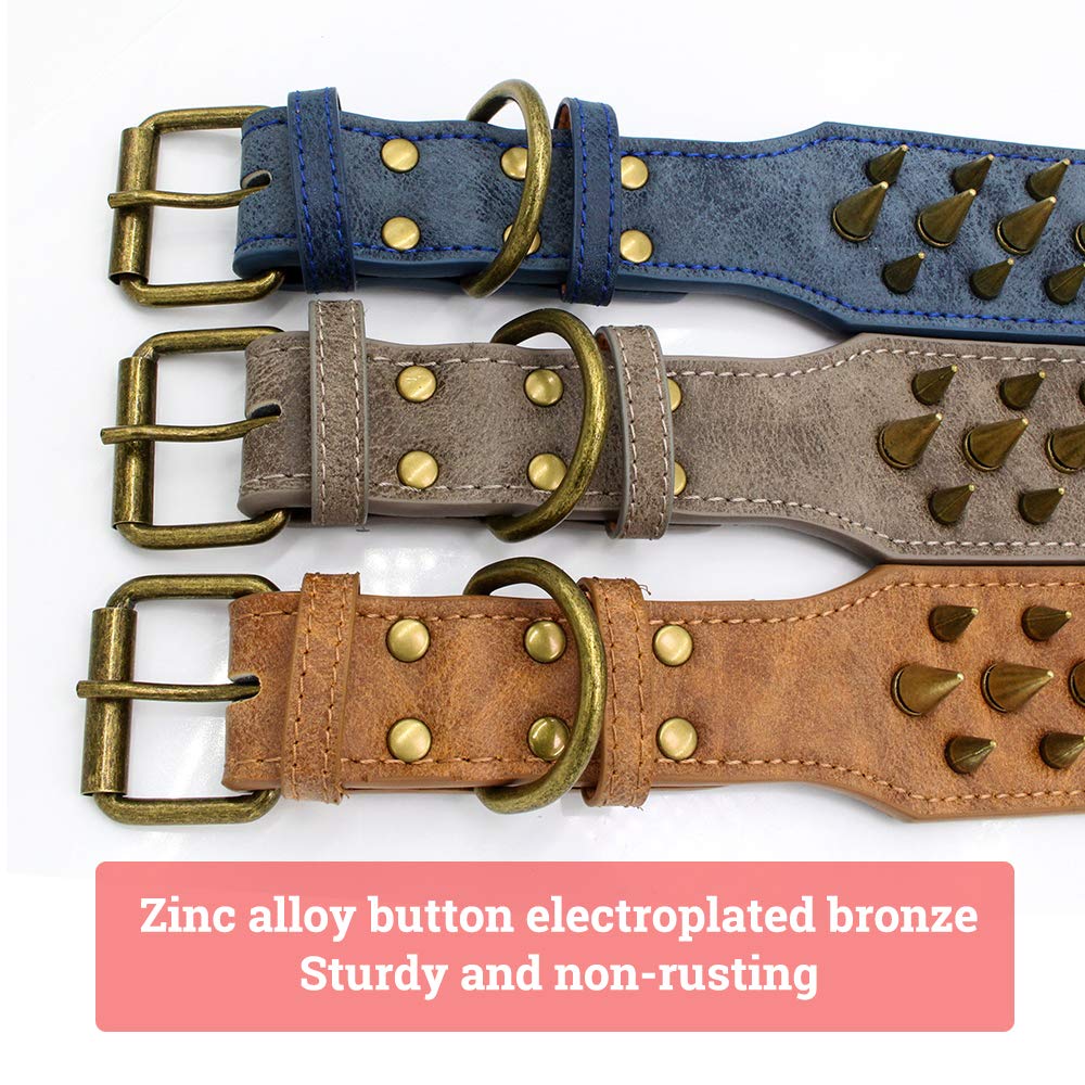 The Mighty Large Spiked Studded Dog Collar - Protect Your Dog'S Neck From Bites, Durable & Stylish, For Large Dogs (Grey S)