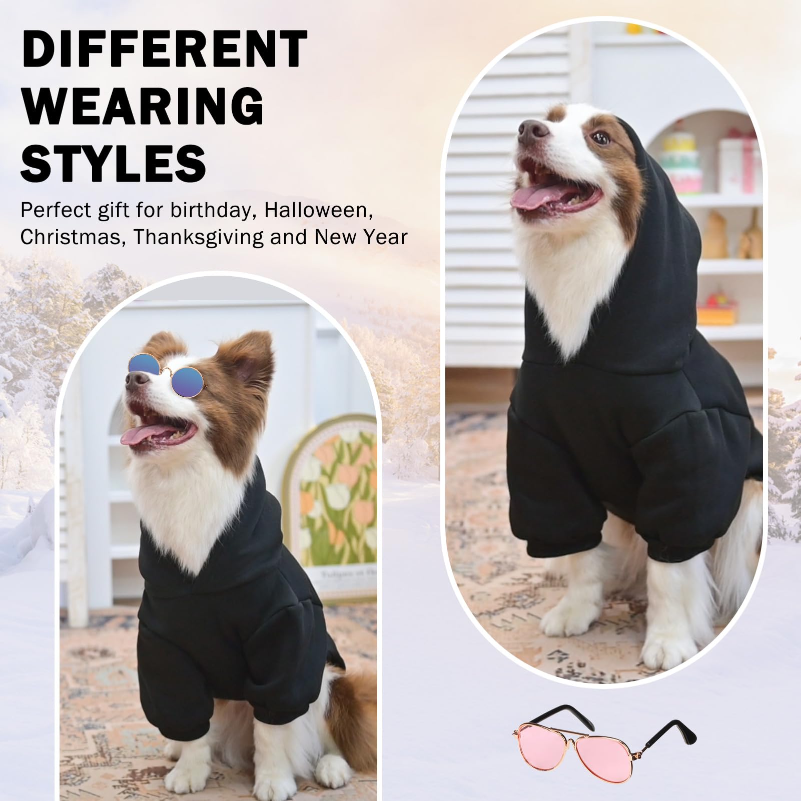 SCENEREAL Security Dog Hoodie Sweater for Large Medium Small Dogs, Embroidered Dog Clothes with Hat Pockets and Leash Hole, Soft