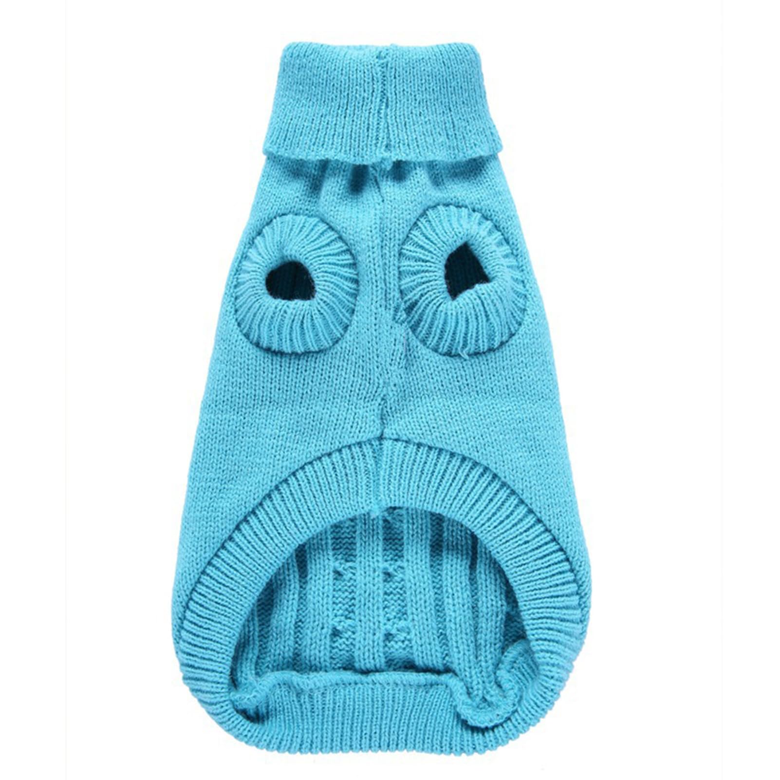 Small Dog Sweaters Knitted Pet Cat Warm Dog Sweatshirt Winter Clothes Kitten Puppy Sweater (X-Small,Sky Blue)