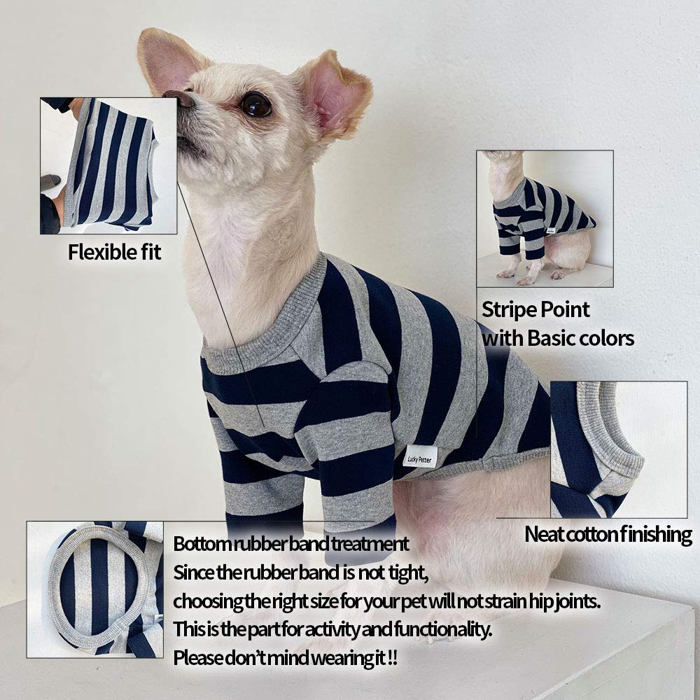Lucky Petter Dog Cotton Shirts For Small And Large Dogs Rugby Striped T-Shirts Soft Breathable Dog Shirt Pet Clothes (Medium, Gr