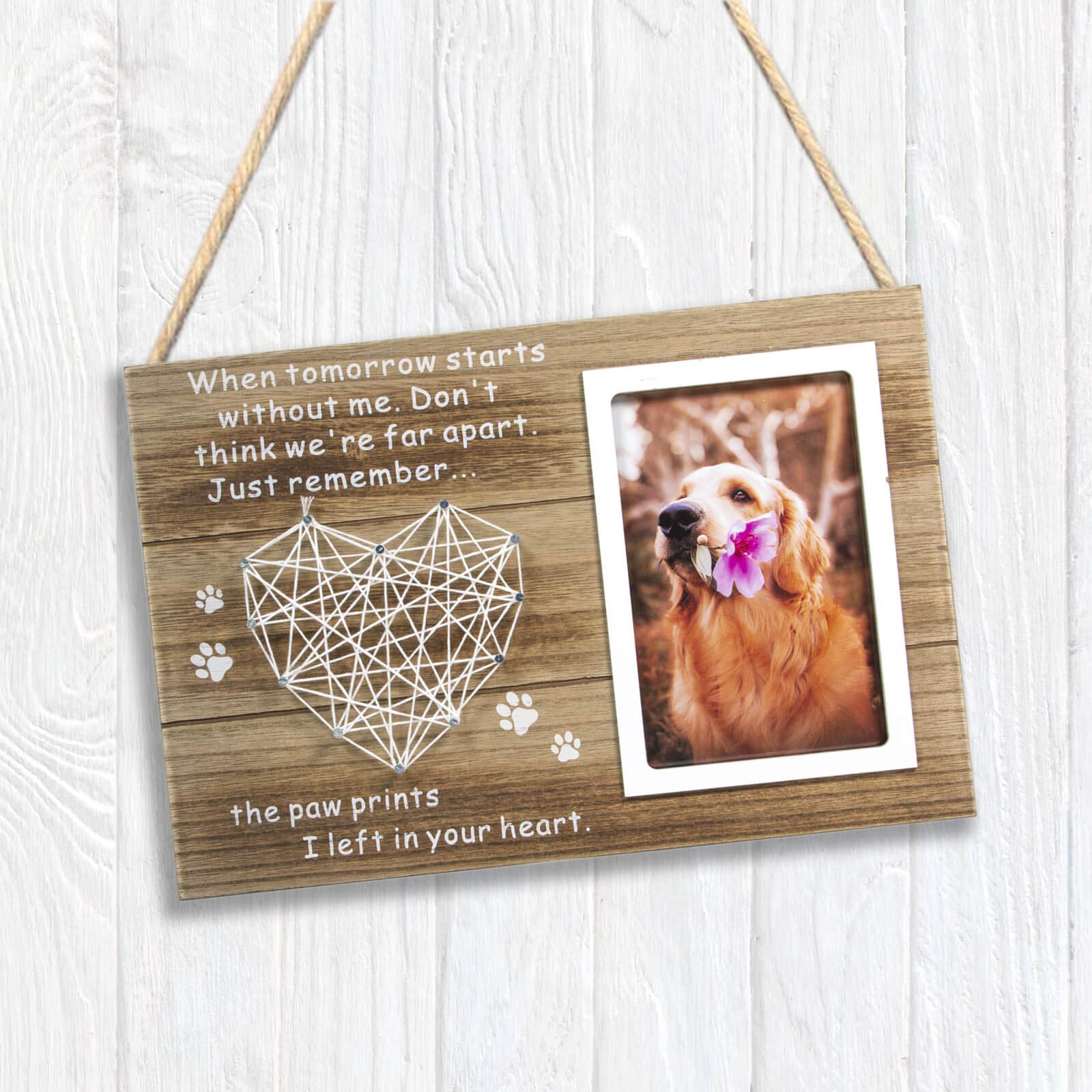 Vilight Dog Cat Memorial Gifts - Paw Prints Sympathy Picture Frame For Pet Loss - 4X6 Inches Photo