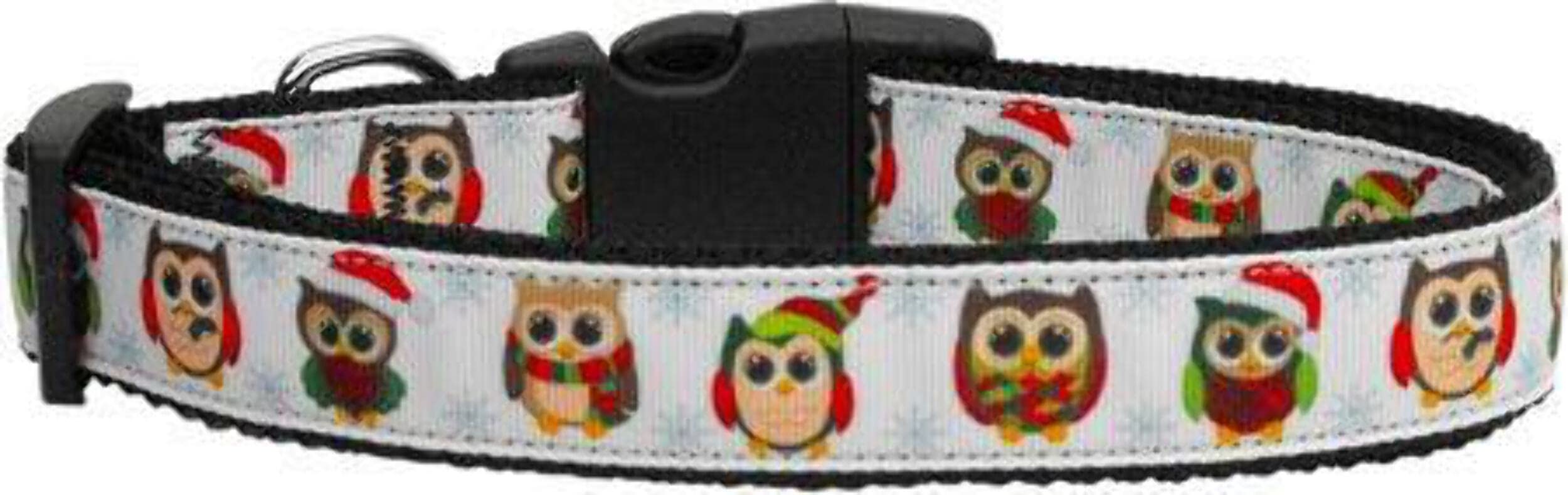 Christmas Pet Dog & Cat Nylon Collar or Leash, "Snowy Owls" Collar Size XS