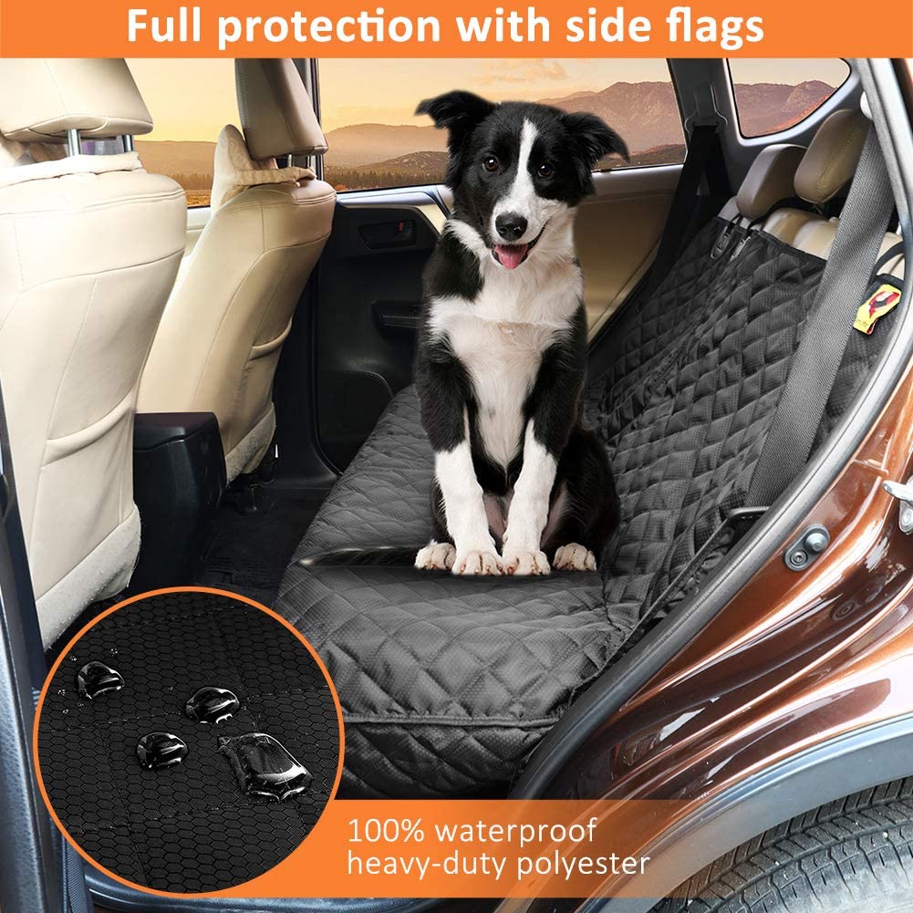 Bark Lover Waterproof Dog Back Seat Cover, Heavy-Duty Polyester, 47" L × 54" W, Black, Model Bark Lover-Bench1B