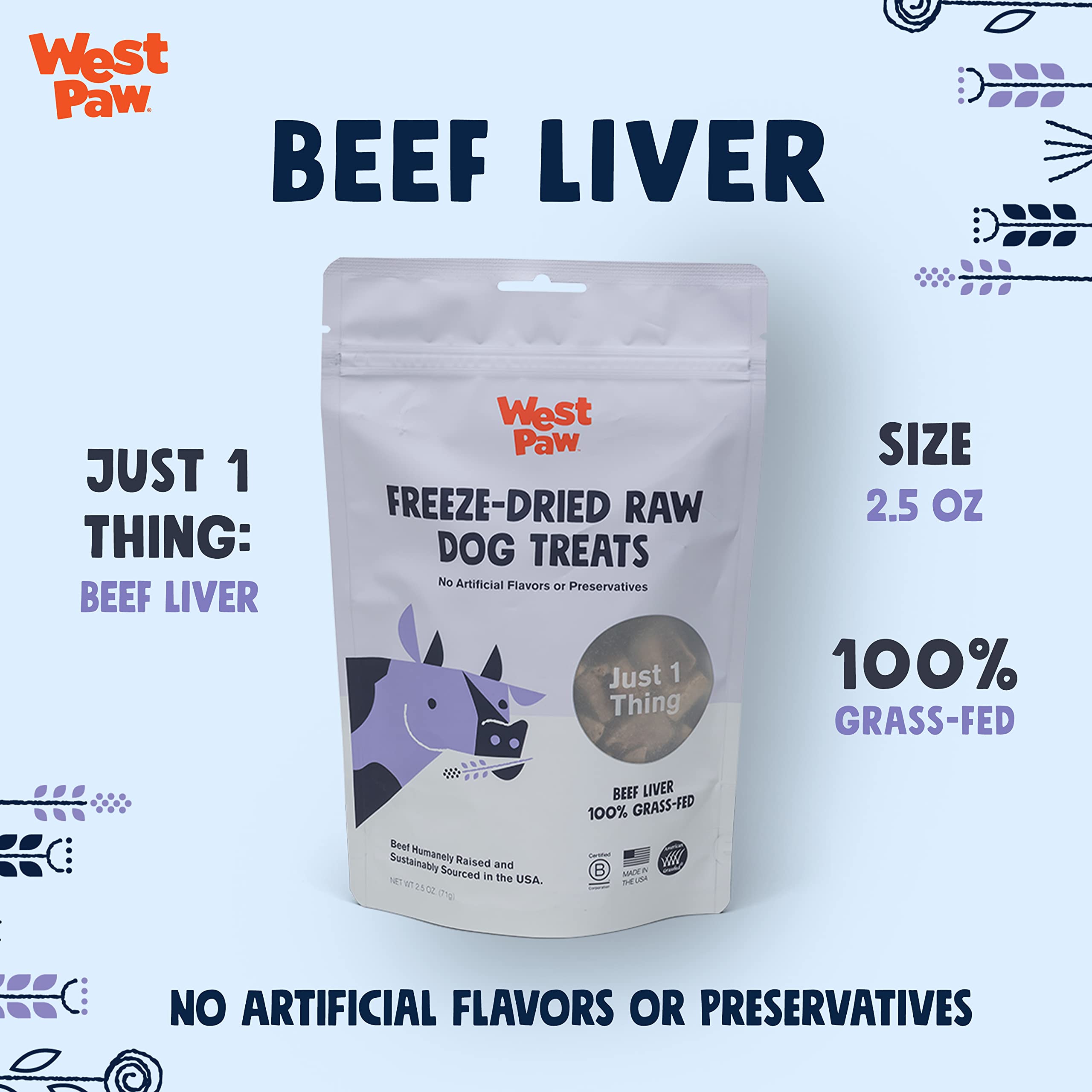 WEST PAW Freeze-Dried Raw All Natural Dog and Puppy Training Treats, Single Ingredient, Humanely Raised and Sustainably Sourced,