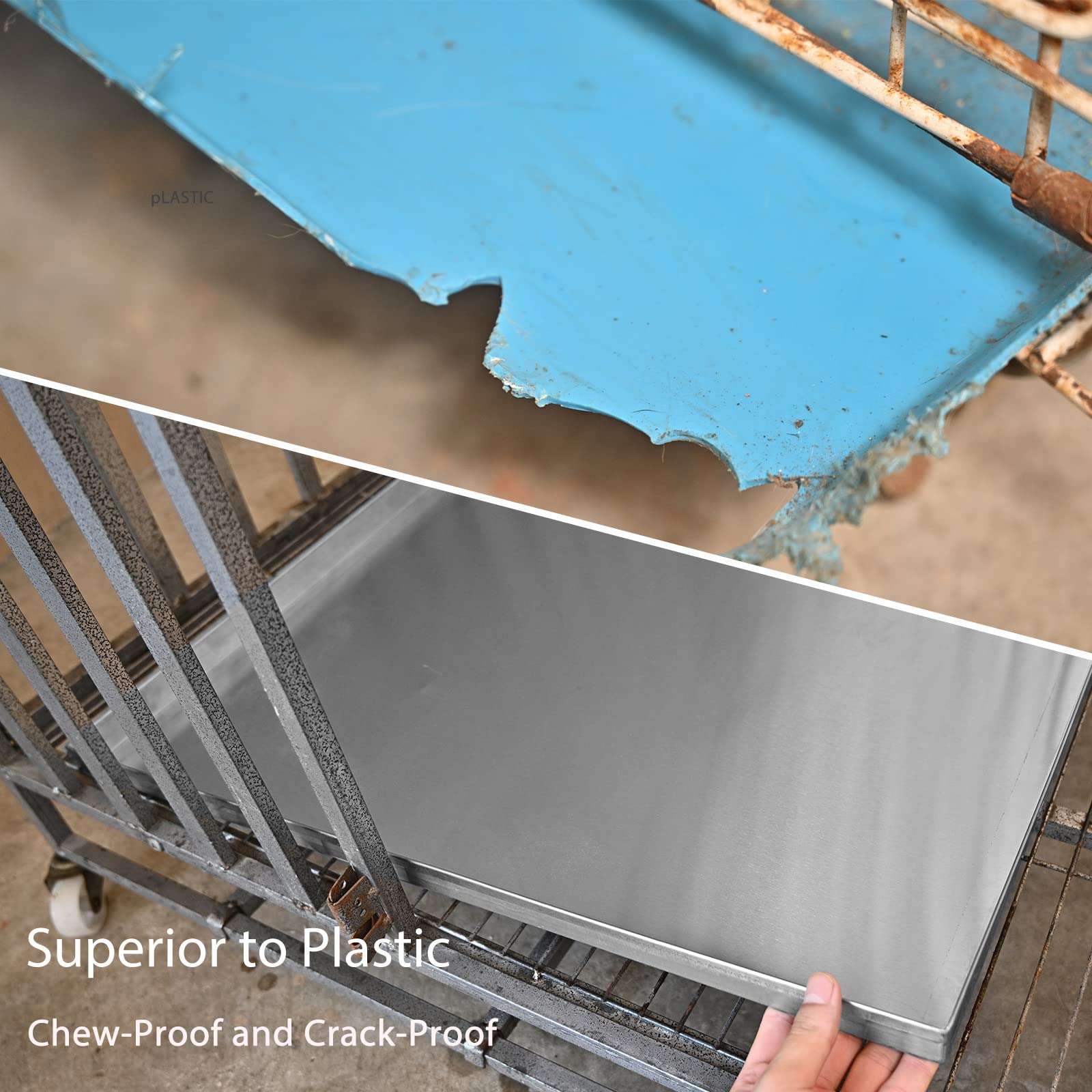 Icitywall 41X27.38X1 Replacement Tray For Dog Crate, Stainless Steel, Chew-Proof And Crack-Proof Dog Kennel Tray Replacement