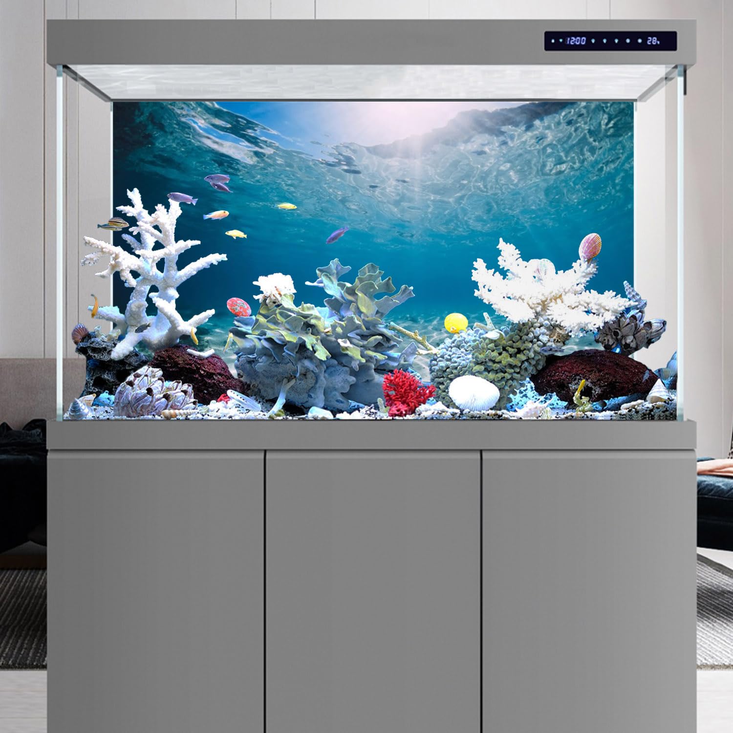 Awert 36X20 Inches Vinyl Undersea Ocean Floor Aquarium Background Tropical Tank Background