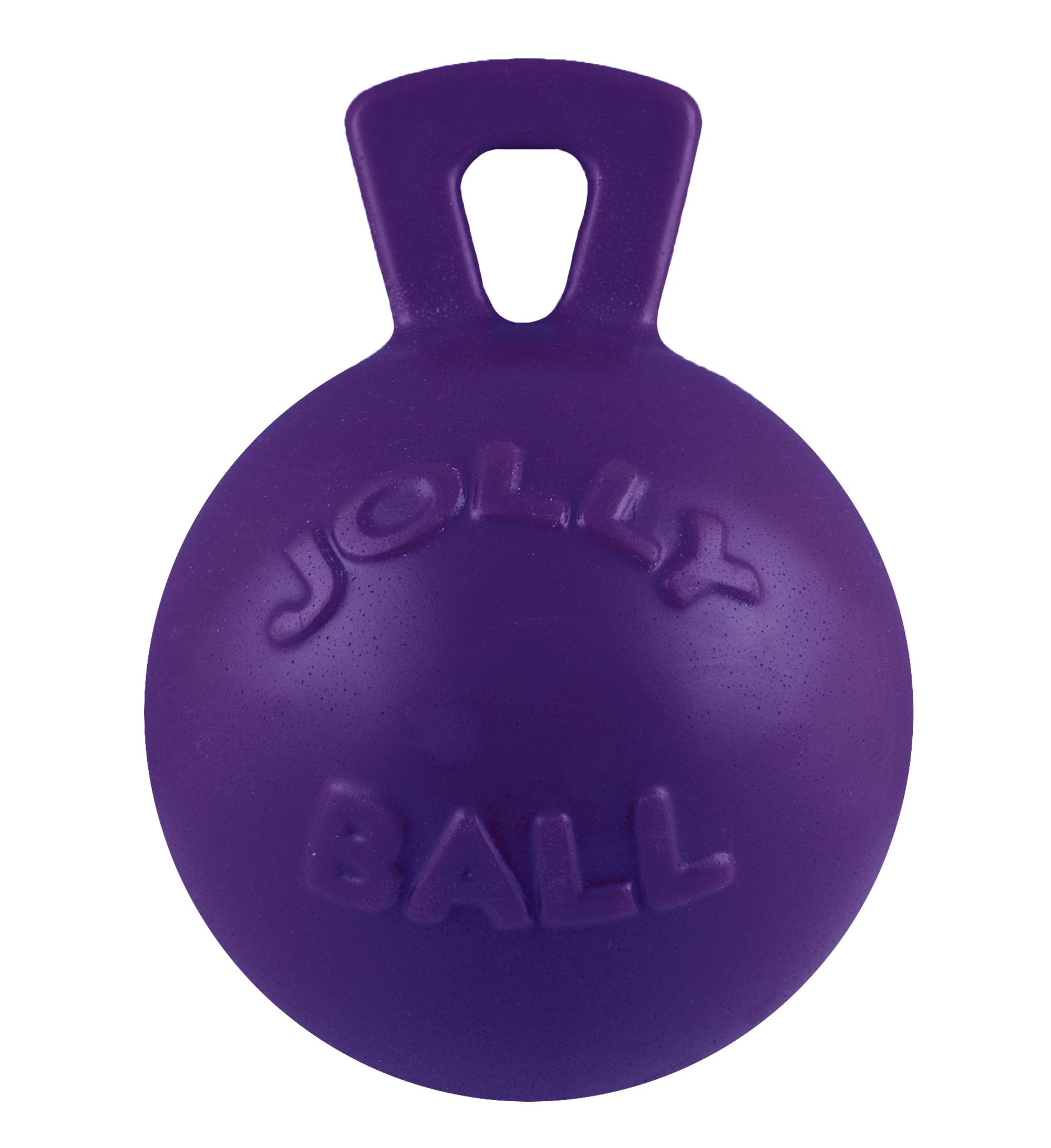Jolly Pets Tug-N-Toss Heavy Duty Dog Toy Ball With Handle, 4.5 Inches/Small, Purple