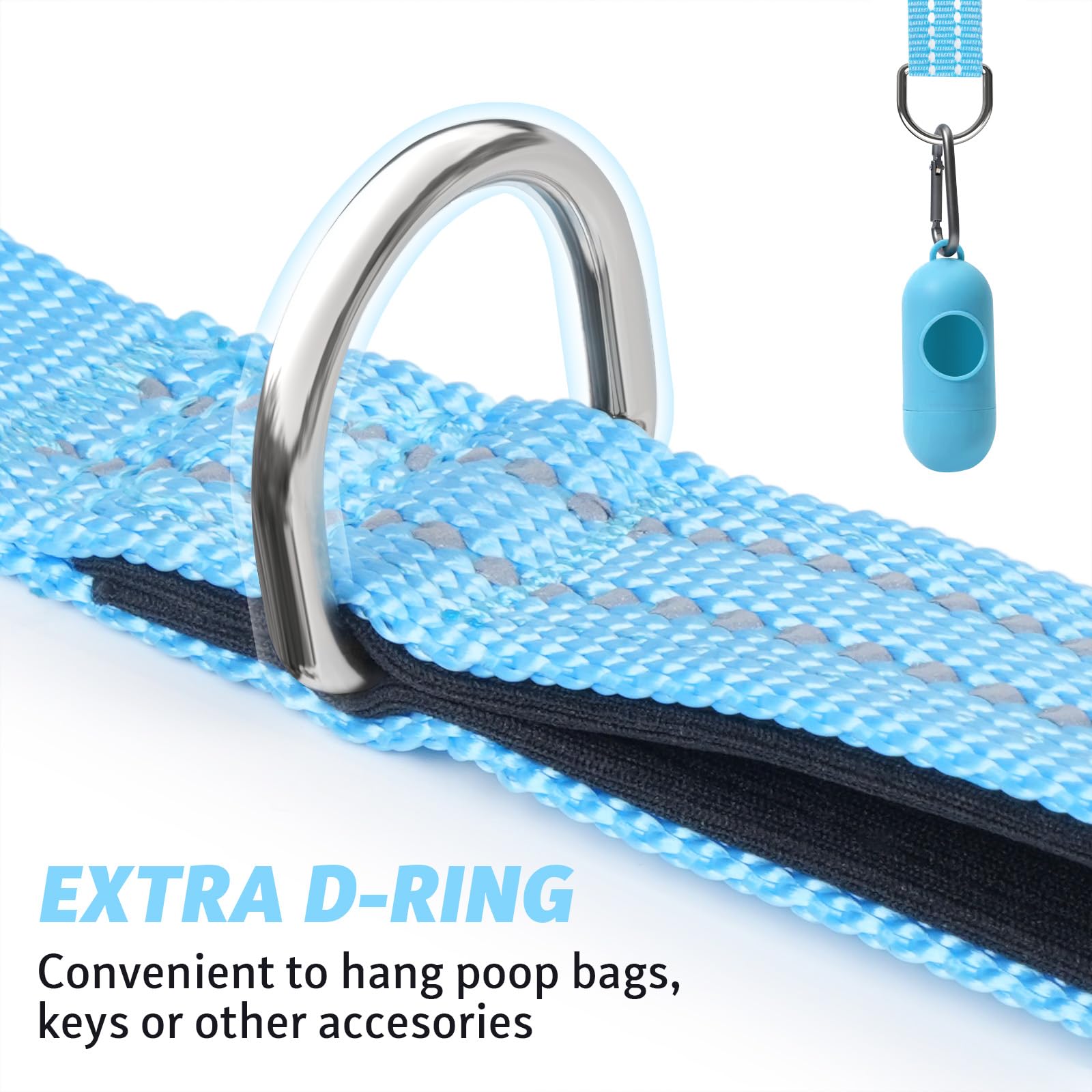 Xiaz 100 Feet Dog Training Leash, Nylon, Blue, Reflective, Padded Handle, 550 Lbs Bearing, Lightweight Suitable For Small, Mediu