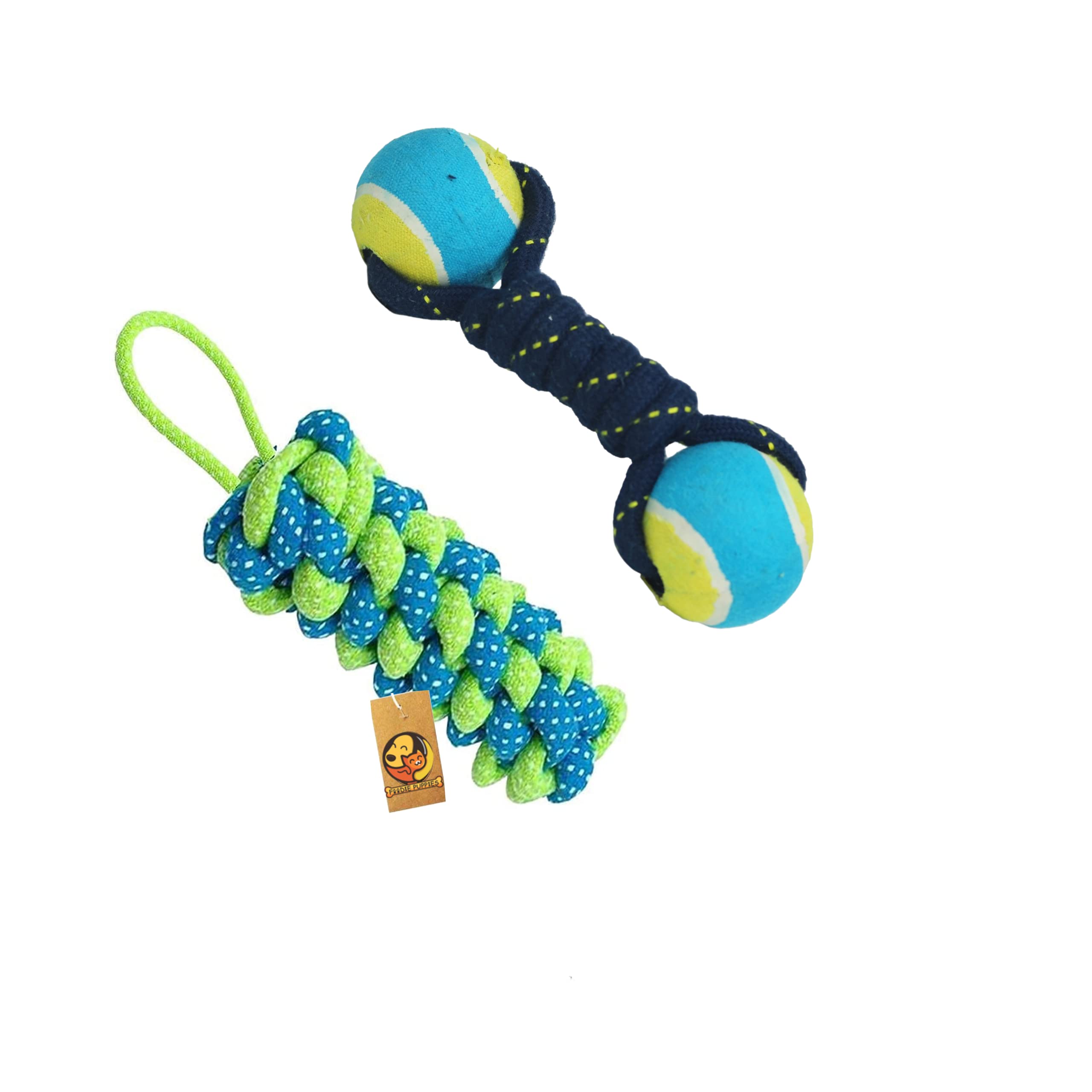 Foodie Puppies Durable Cotton Rope Chew Toy Combo  Dual Tennis  Cornstick Rope (Color May Vary) | Chewing, Teething, And Train