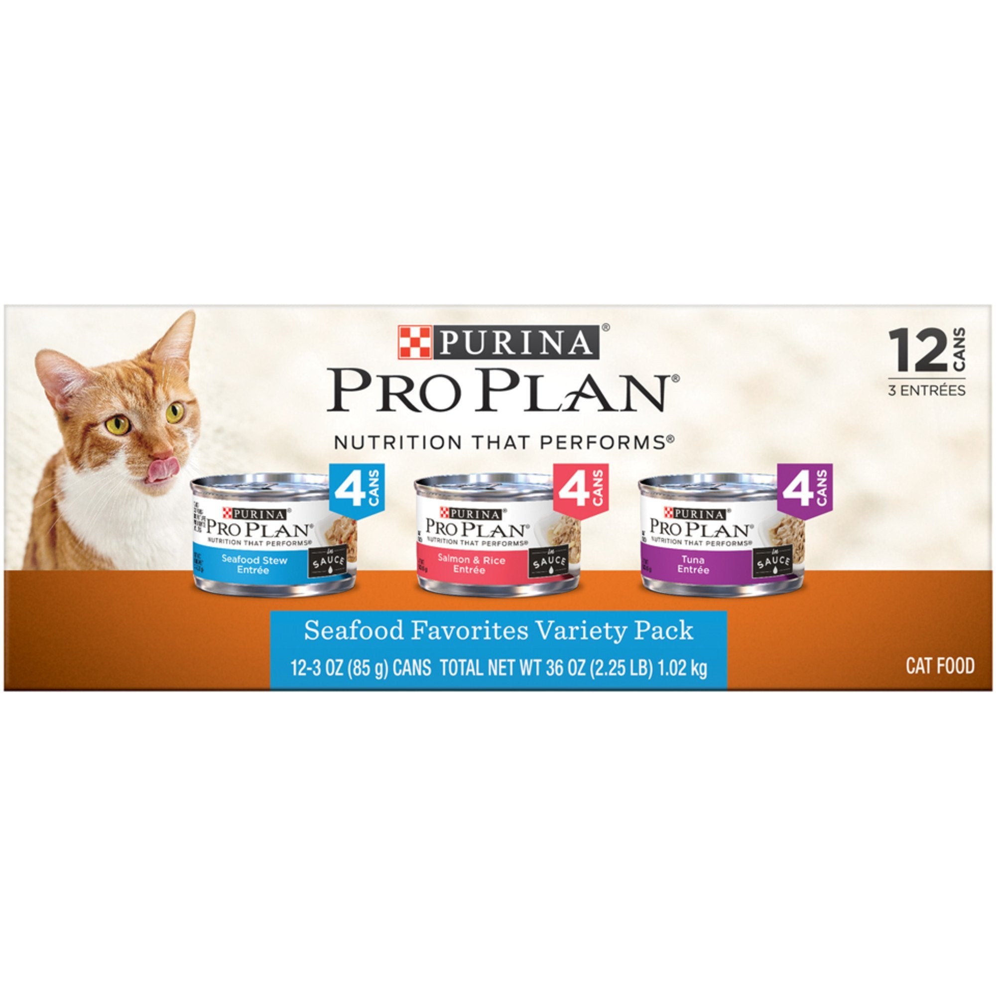 Nestle Purina Petcare 381023 36 oz Pro Plan Seafood Entrees Variety Pack (Pack of 12)