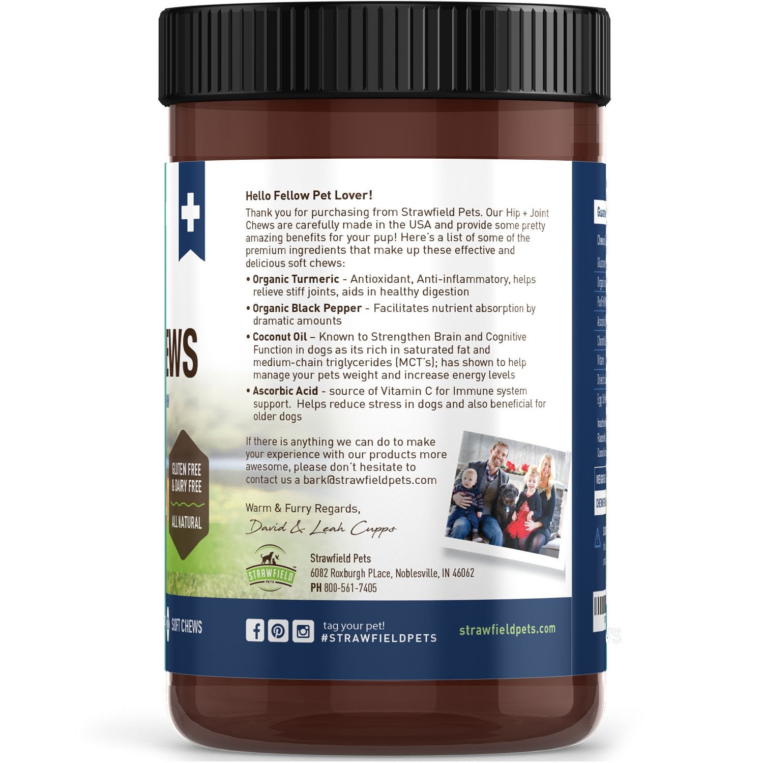 Strawfield Pets Hip + Joint Chews for Dogs Advanced Dog Joint Supplement with Glucosamine Tasty Healthy Mobility Treats Bacon Fl