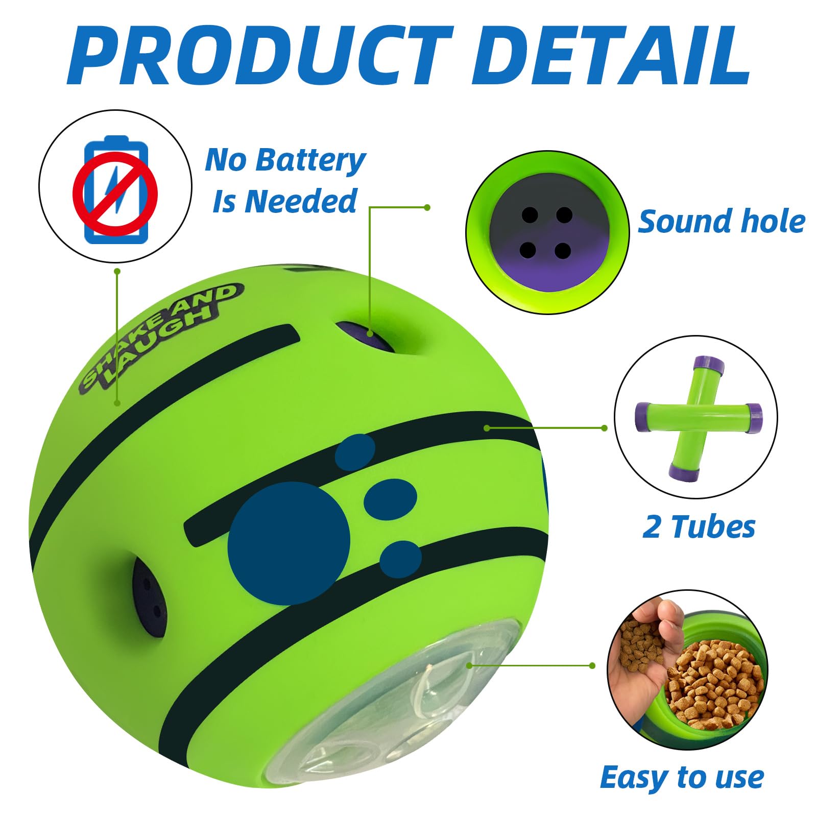 Shake And Laugh Interactive Puzzle Dog Treat Ball, Treat Dispensing Enrichment Dog Toys Ball, Xl, 5.51 In (14 Cm)