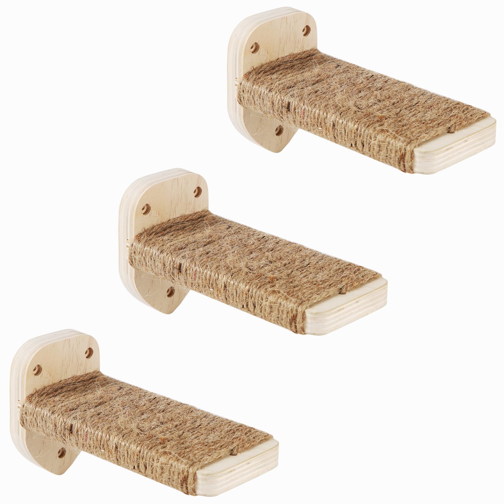 3 Pcs Cat Wall Steps, Cat Shelves and Perches for Wall, WallMounted Cat Climbing Shelf with Hemp Rope Covered, Cat Wall Furnitu