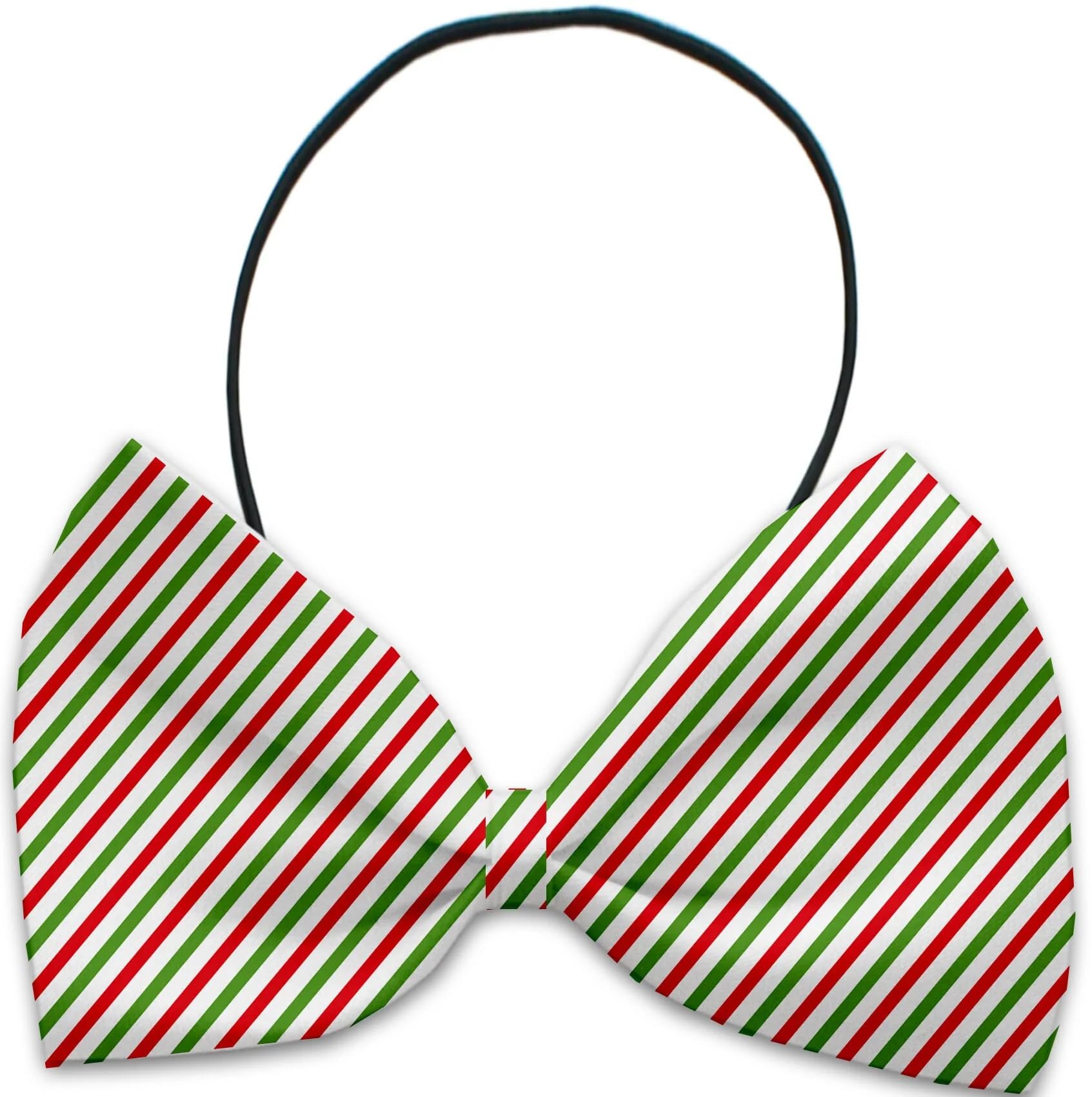 Christmas Pet, Dog & Cat Bow Ties, "Candy Cane Lane Group" *Available in 8 different print options!* Collar Strap ChevronChristmasTree