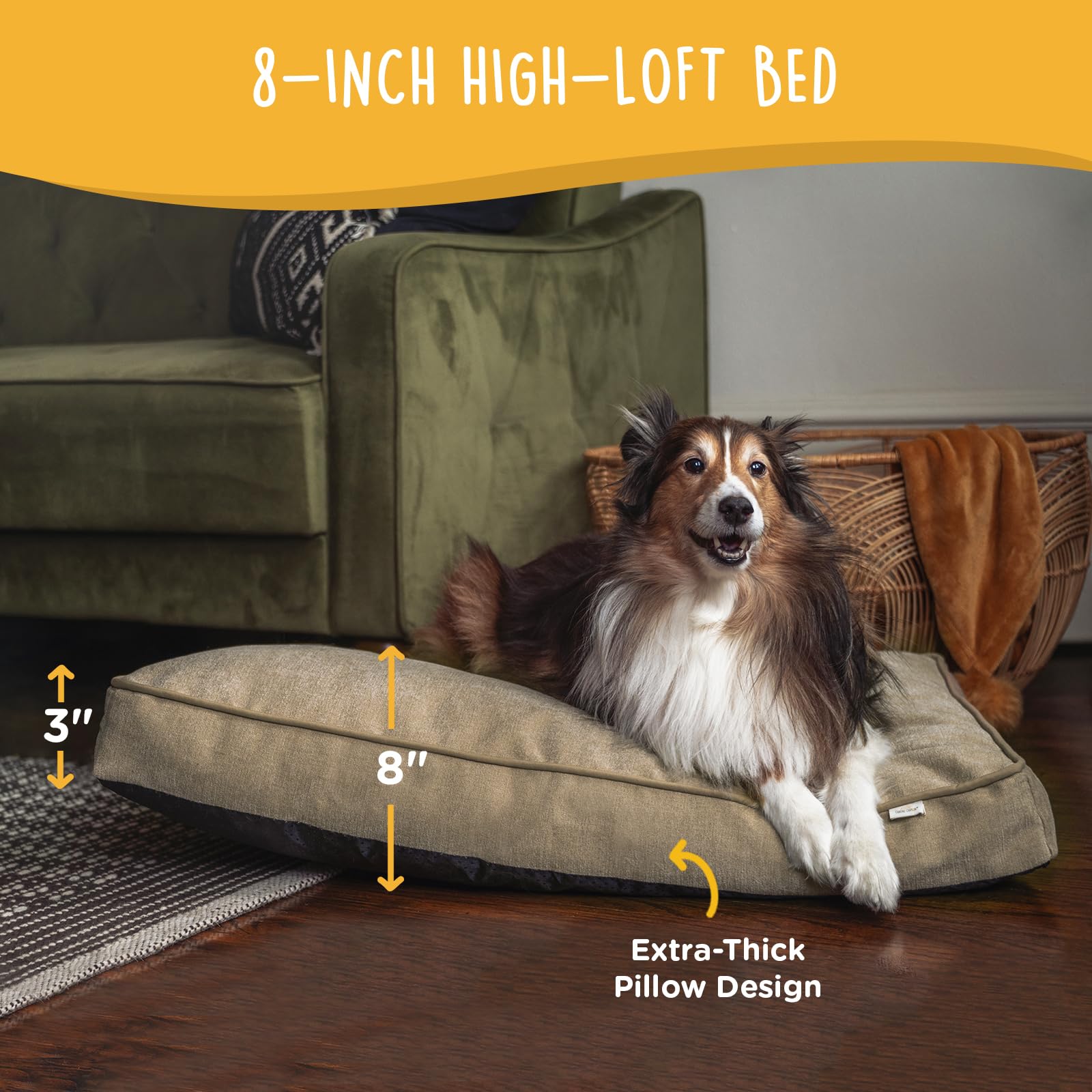 Canine Canyon Milo Dog Bed For Medium Dogs, Waterproof Dog Bed Pillows With Removable Washable Cover, Pet Sleeping Mattress, 30