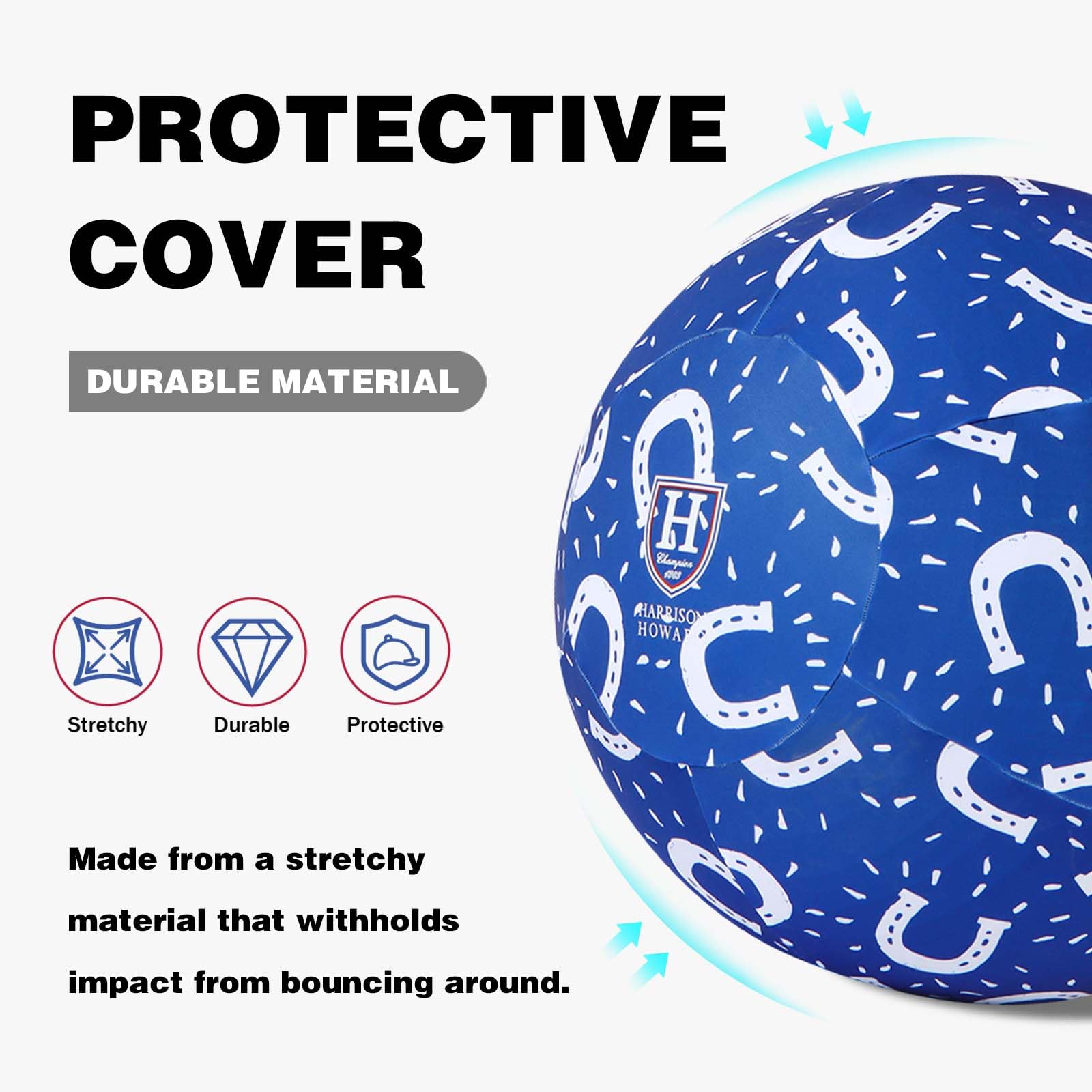 Harrison Howard Howdy Bally Horse Playball Cover, Horseshoe Print, 40" Fabric Mega Ball for Equine Use
