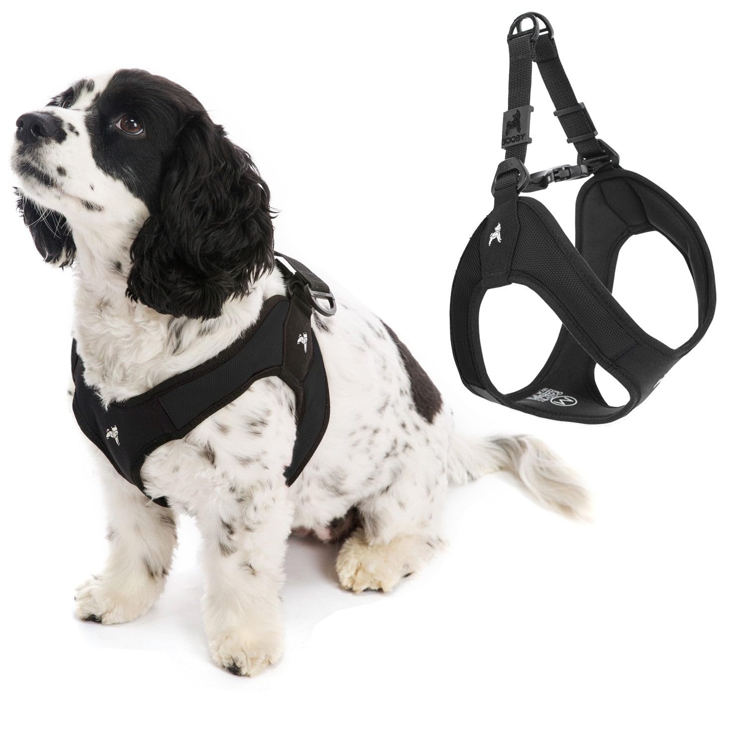 Gooby Escape Free Easy Fit Harness - Black, Small - No Pull Step-In Patented Small Dog Harness With Quick Release Buckle - Perfe